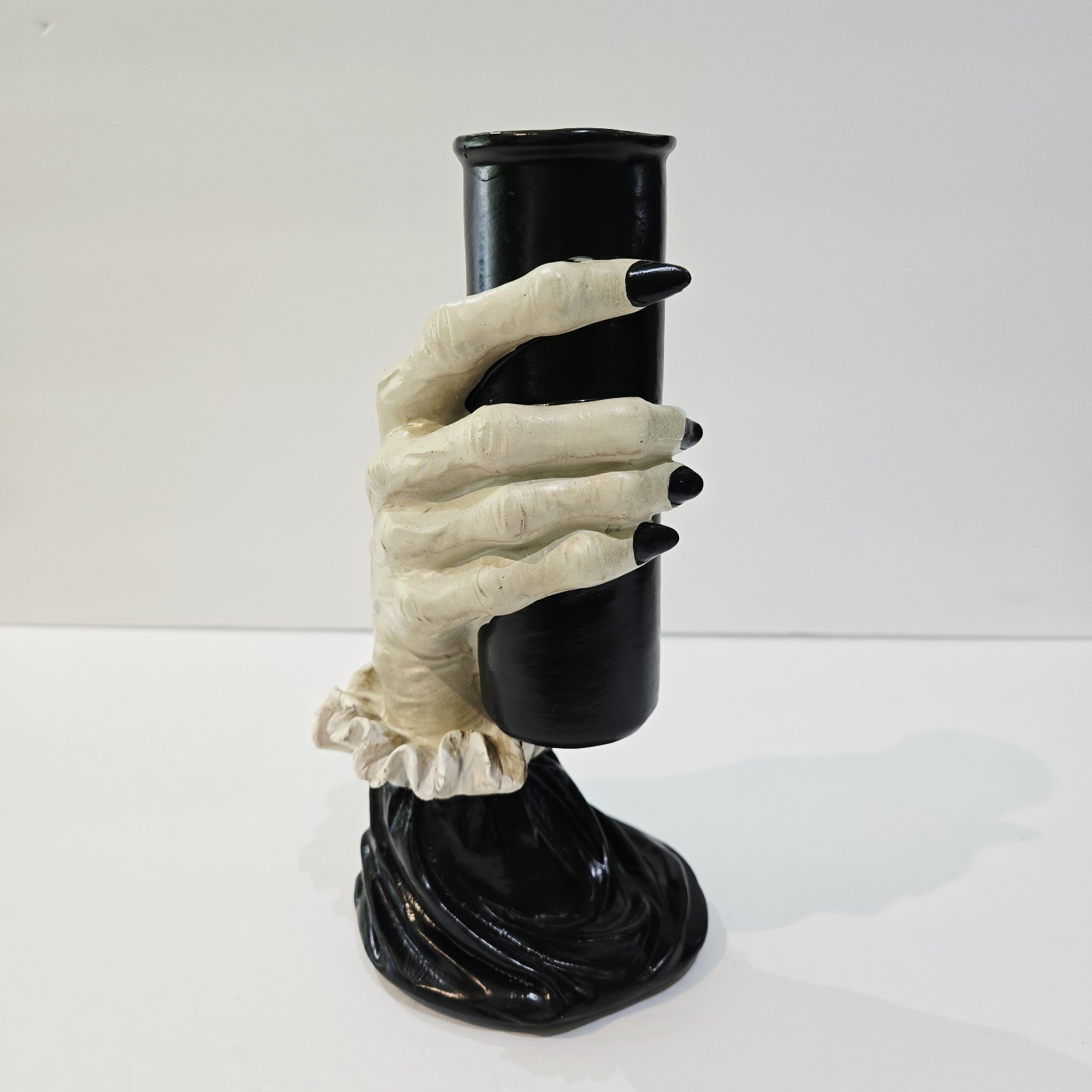 Ashland Halloween Witch Hand Vase Container Black White Tabletop Decor New