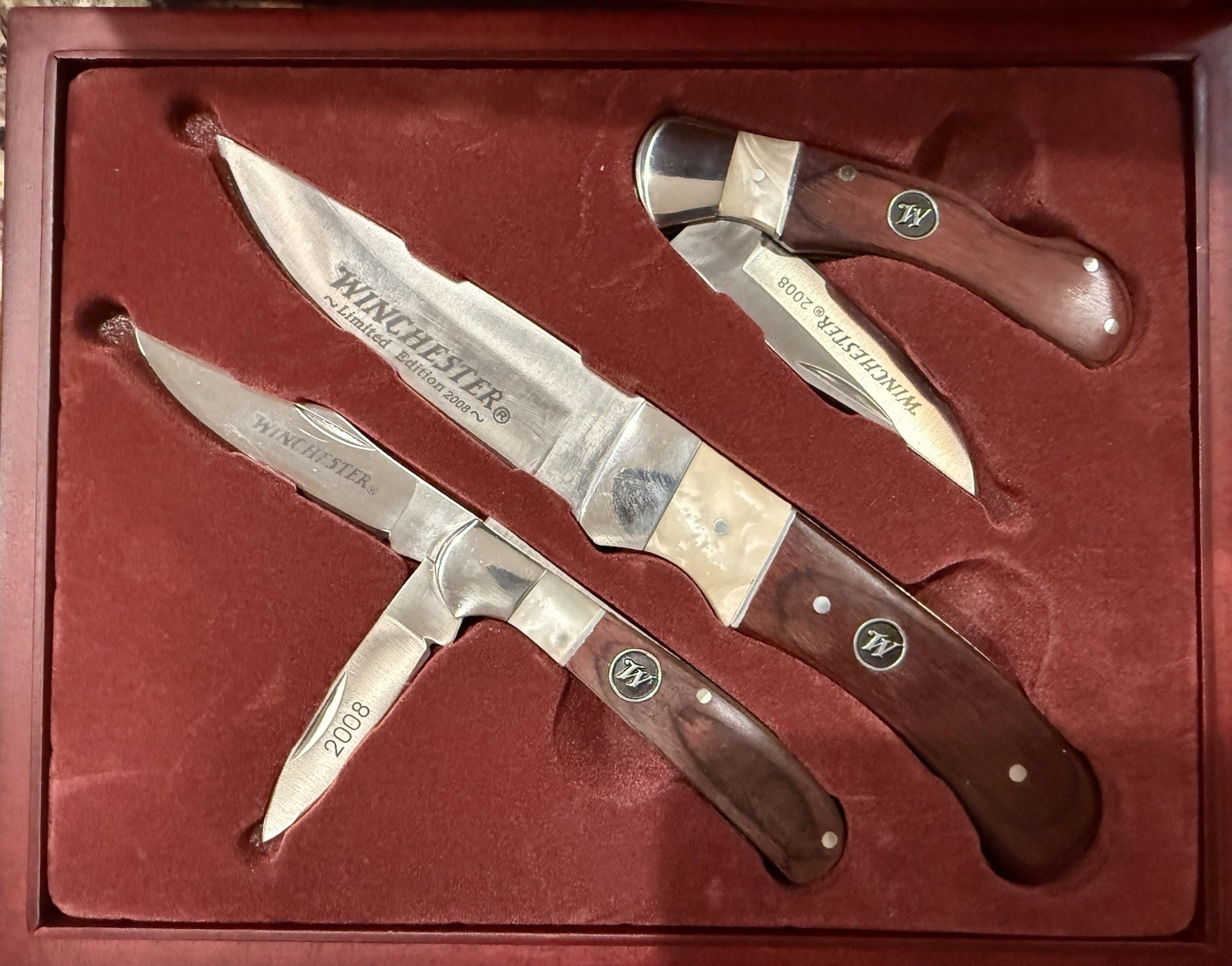 Winchester 2008 Limited Edition 3-Piece Pocketknife Set Wood Box