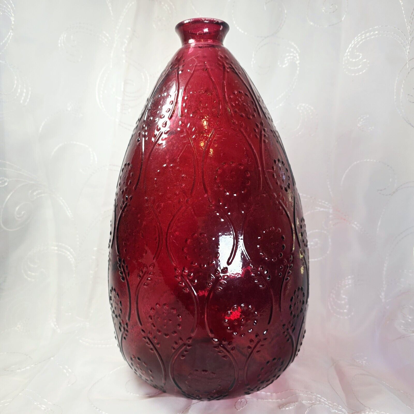 Red Recycled Glass Floor Vase Jug Bottle Made In Spain 14\