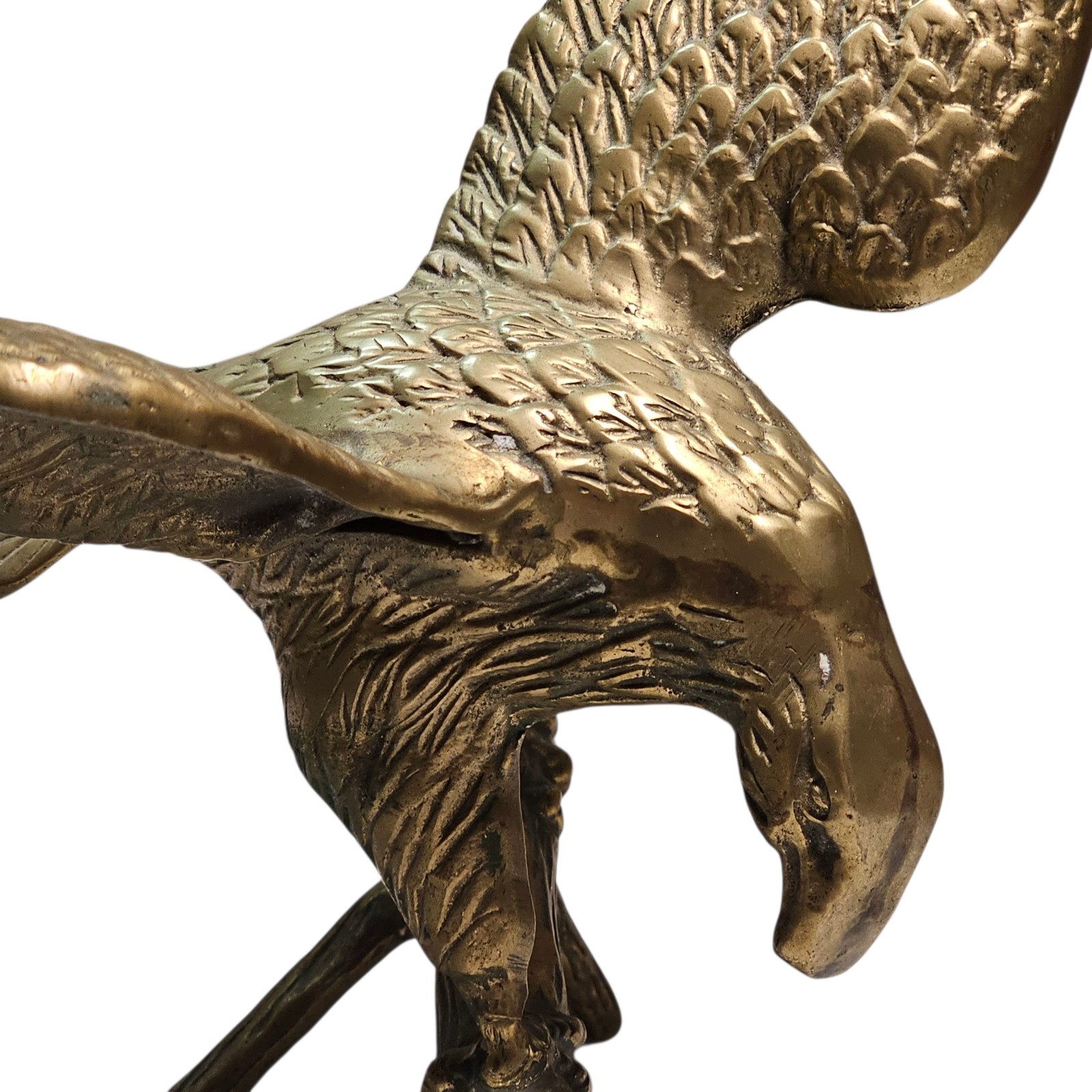 Vintage Brass American Bald Eagle Perched on a Branch Wingspan 11\