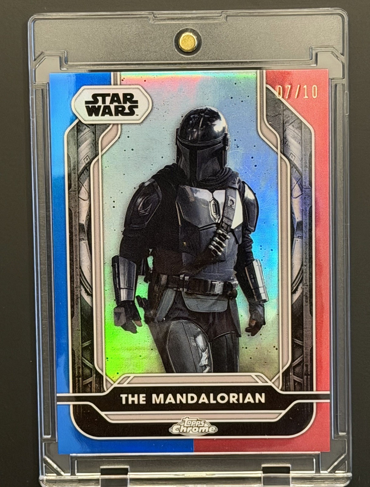 2024 Topps Chrome Star Wars #7 of 10: The Mandalorian Mando Lava Refractor: /10