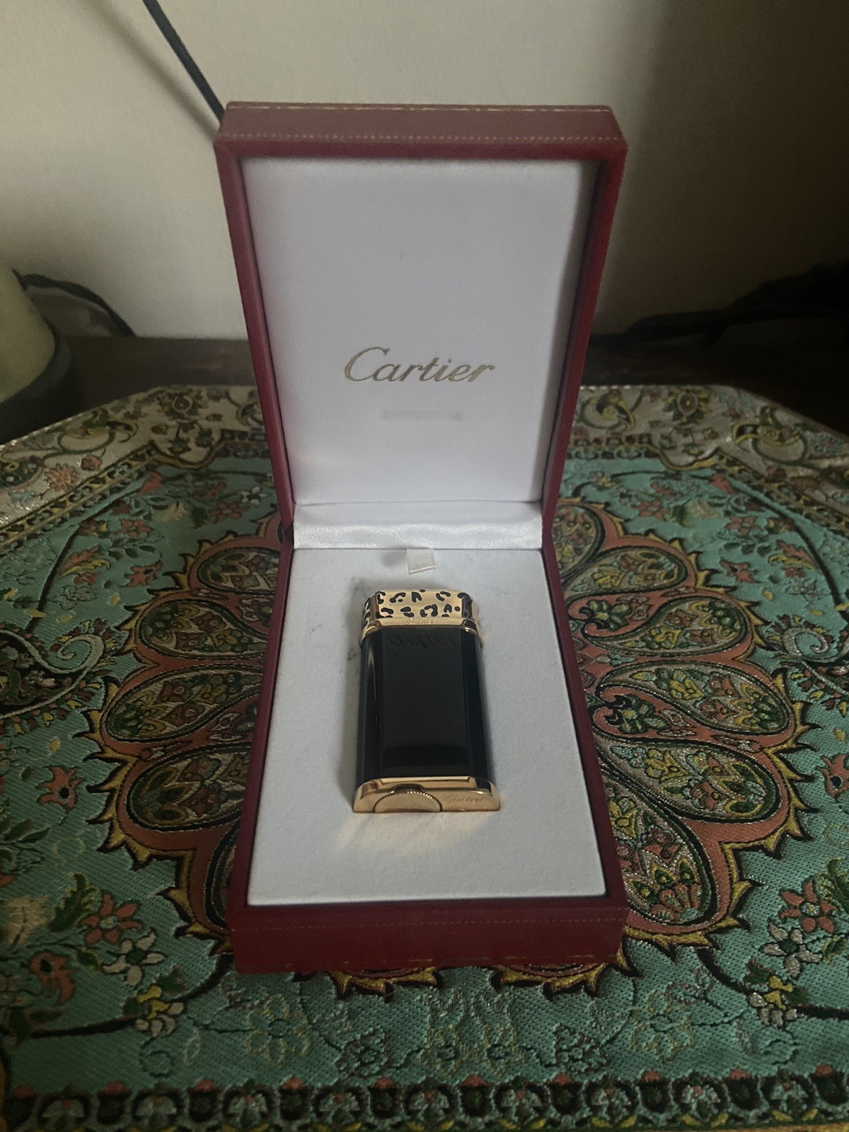 Vintage Cartier Ligne Line 2 Gold Black Lacquer Panther Print (Limited Edition)