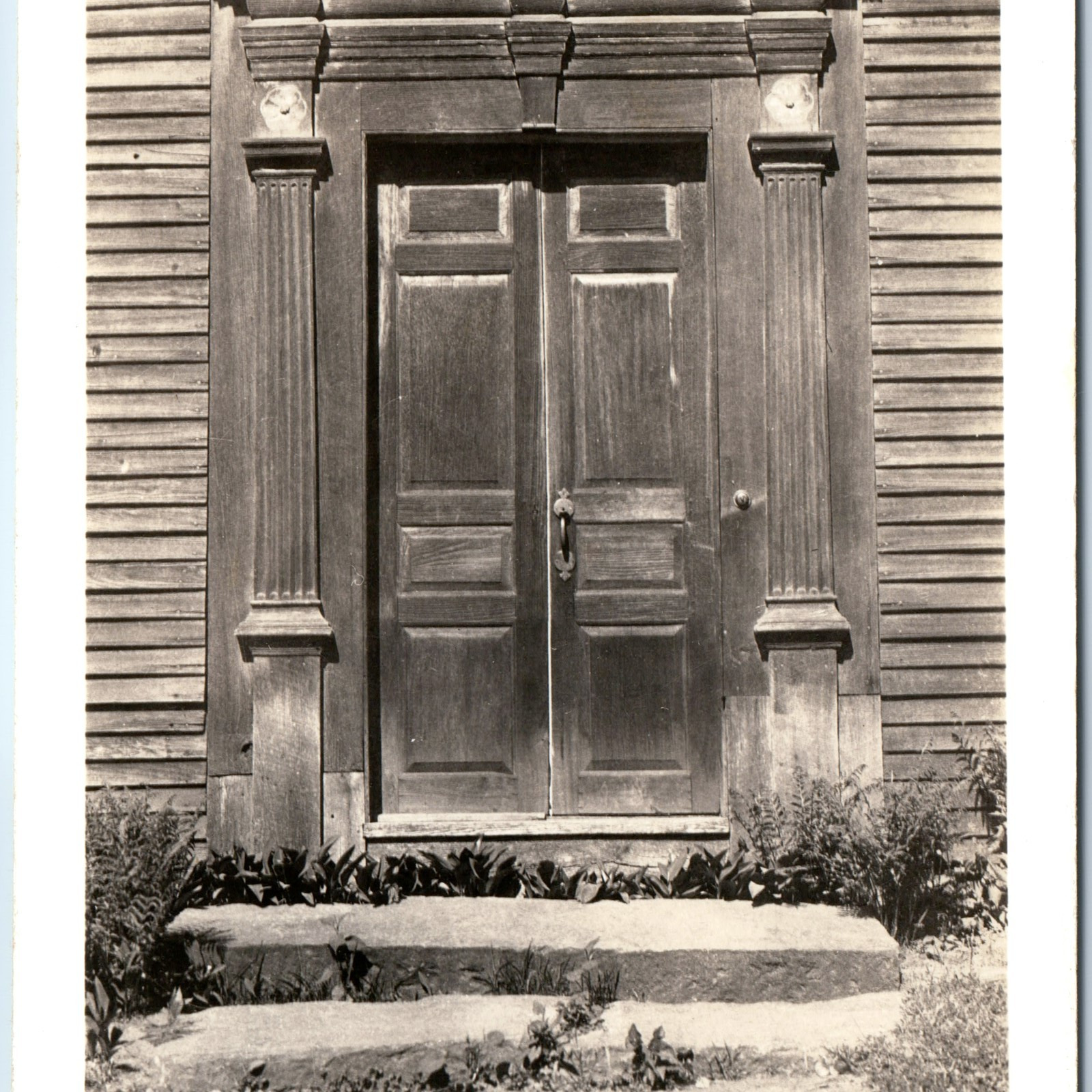 c1930s Deerfield MA RPPC Historian Sheldons Homestead House Door Real Photo A259