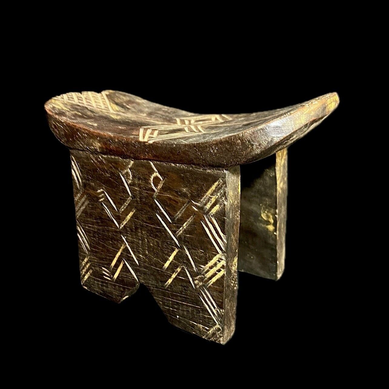 African Ethnic Carved Wood A special Vintage African Senofu Stool-G1262