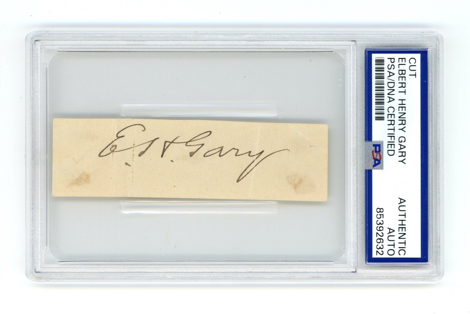 ANTIQUE ELBERT HENRY GARY CUT AUTOGRAPH ~ U.S. STEEL - GARY, INDIANA ~ PSA