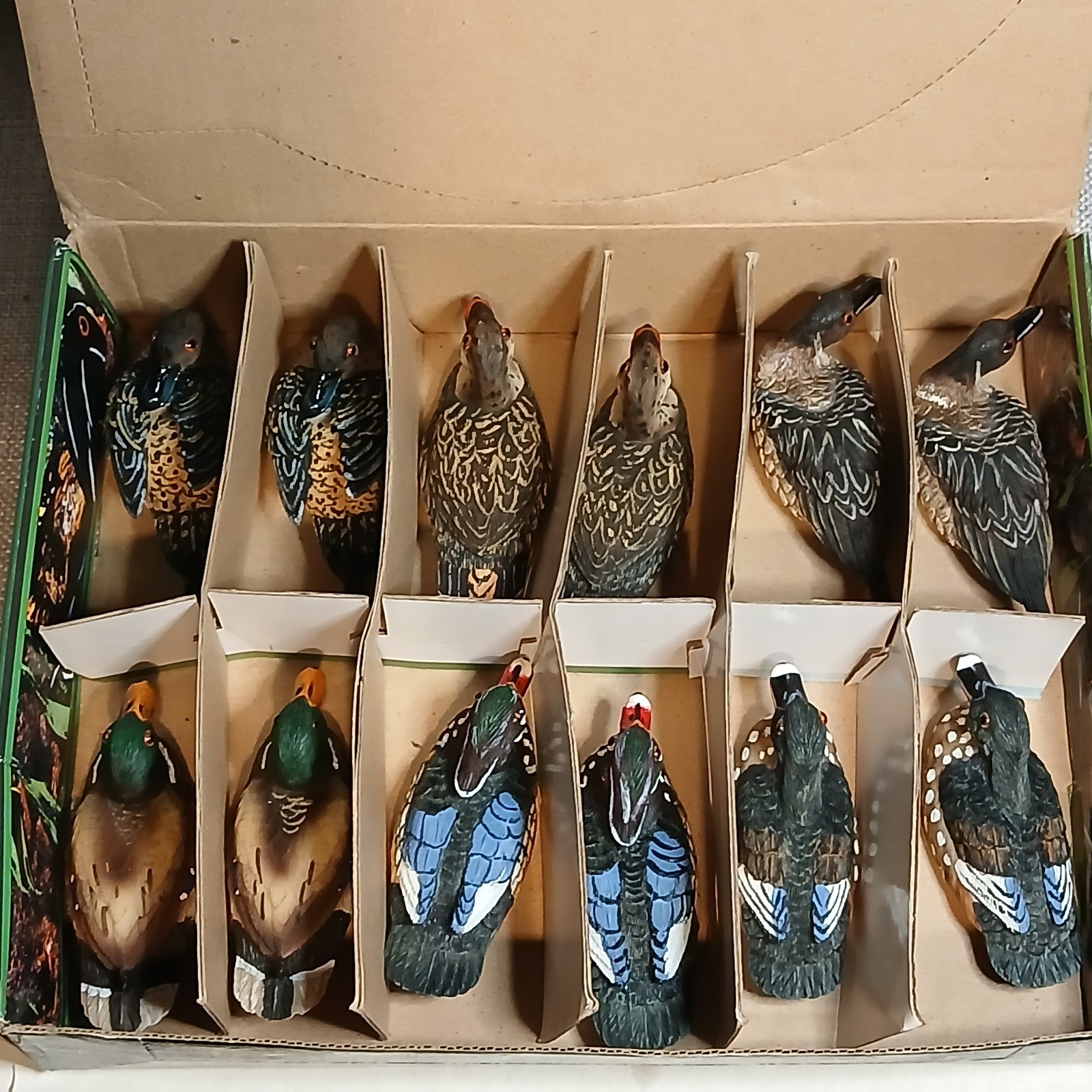 Miniature Resin Mallard Ducks Lot of 12 Hand Painted Figurines Vintage Decor 3\