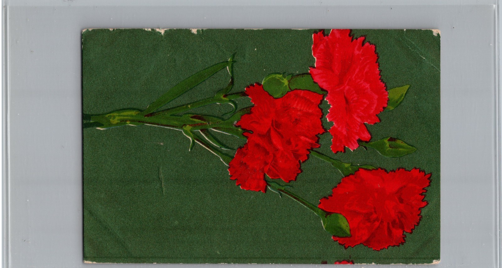 1907 Red Carnations Floral Postcard Willows CA Scott 328 John Smith Stamp