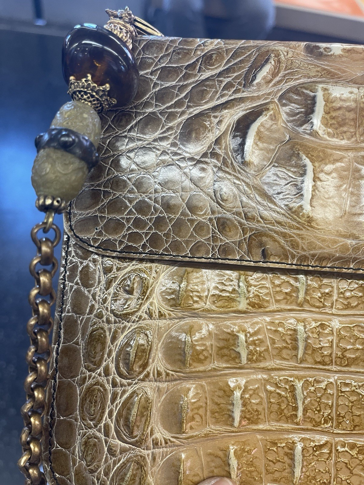 Vintage Alligator Bag Made in Italy, Signed ‘Maya’, 8”x 6.75”x 2”