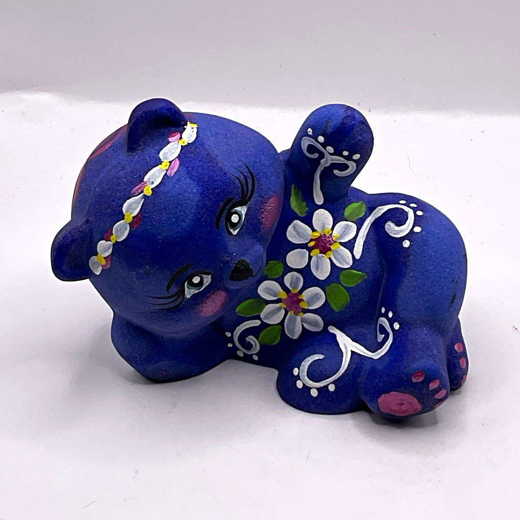 Fenton Glass Solid Blue Hand-painted One of a Kind By Melissa Caplinger Fenton Glass Solid Blue Hand-painted One of a Kind By Melissa Caplinger