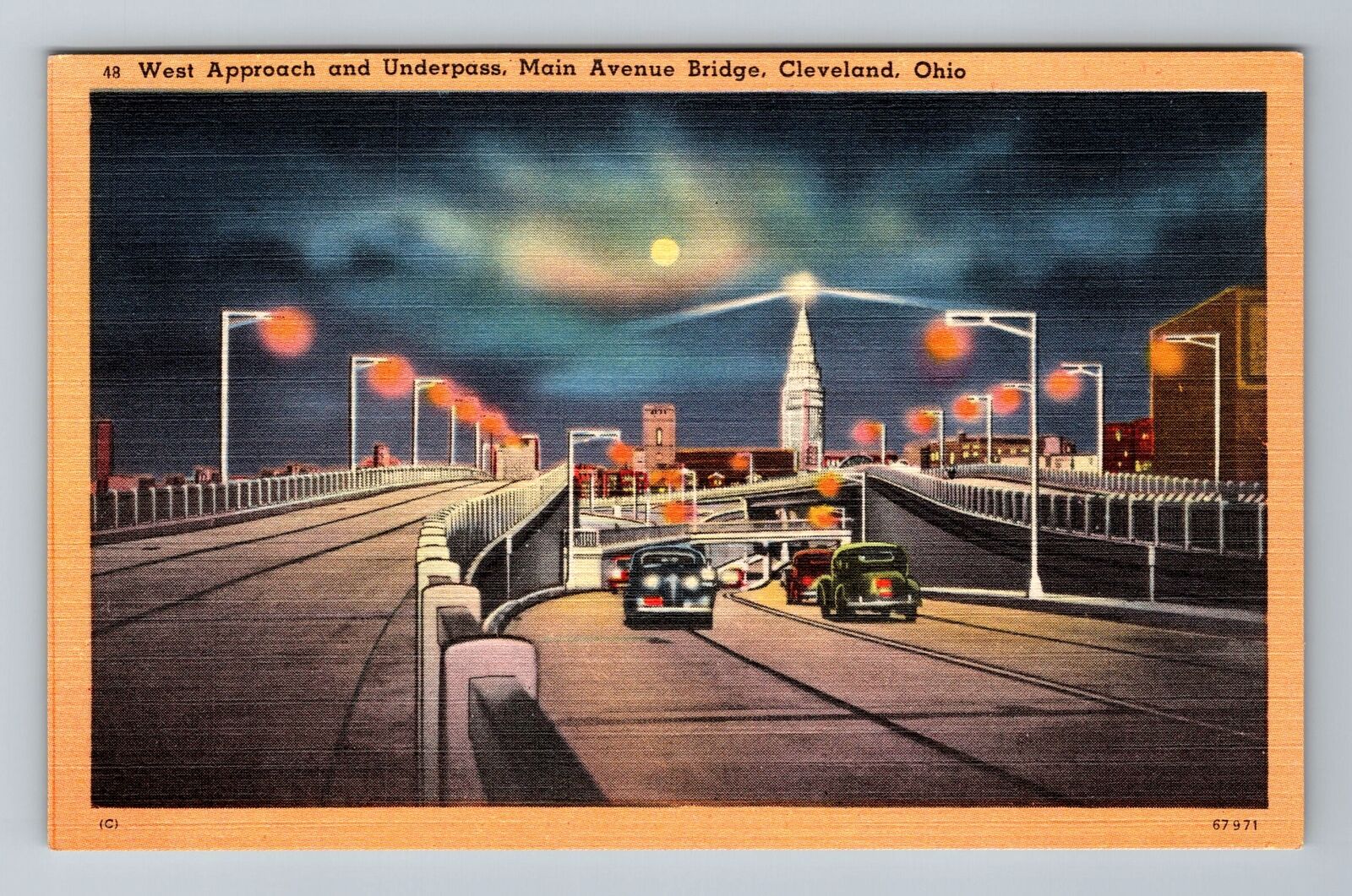Cleveland OH-Ohio, West Approach, Main Avenue Bridge, Antique Vintage Postcard