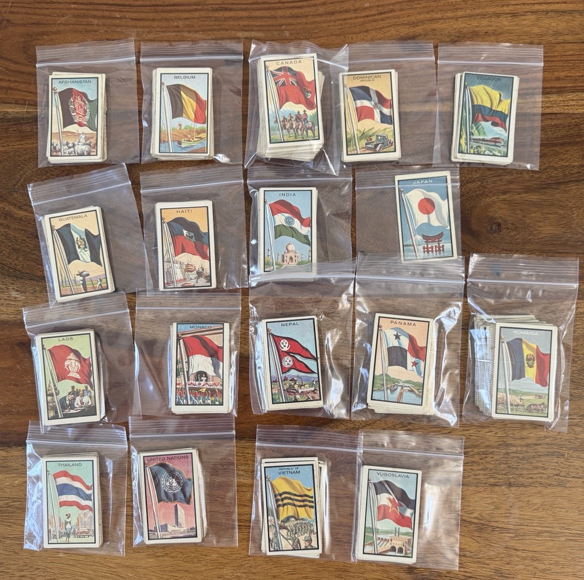 229 Vintage 1956 Lot Of TCG Flags of the World Trading Cards Printed In USA