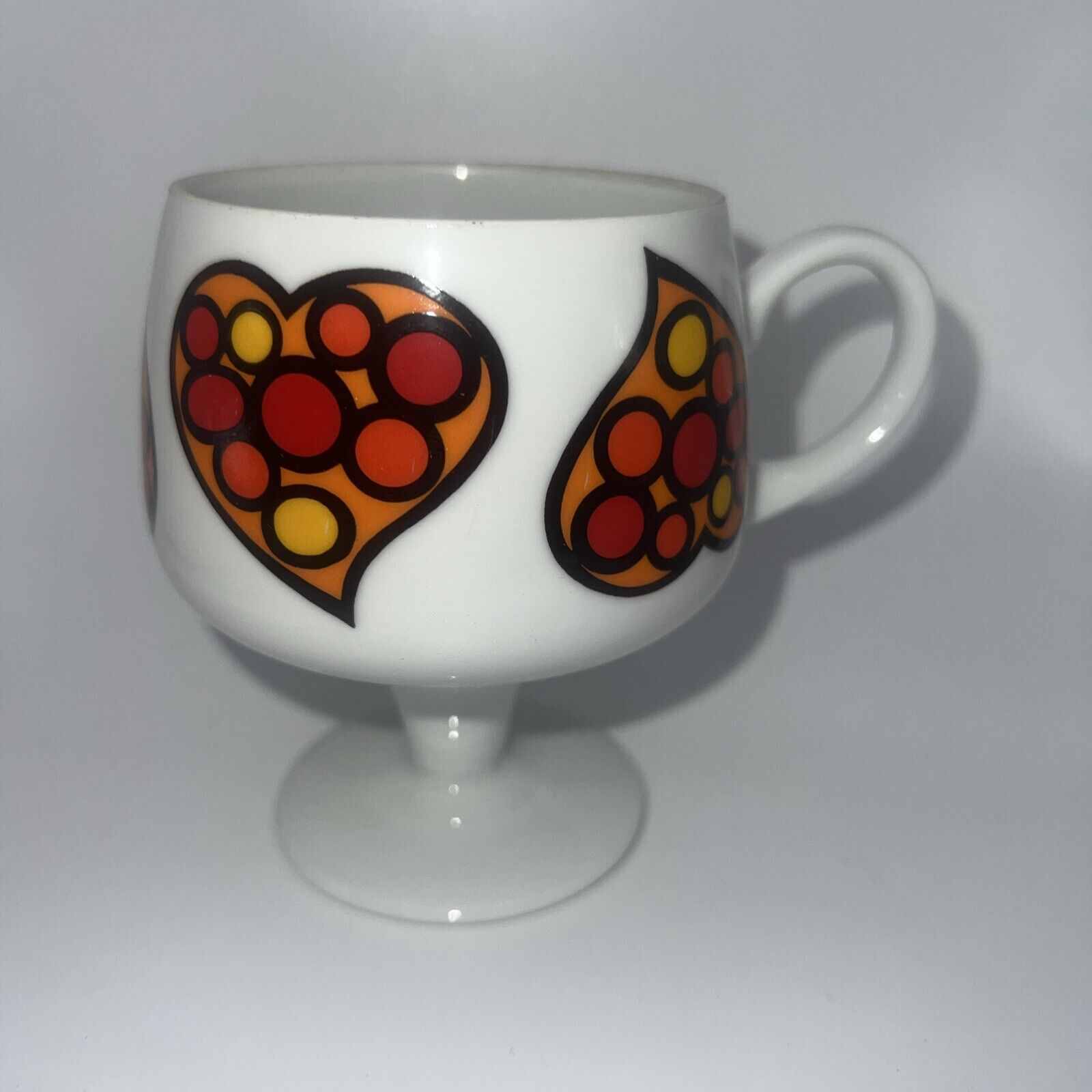 VTG MCM Holt Howard Pedestal Coffee Cup Colorful Hearts Flower Power 1970 Cup