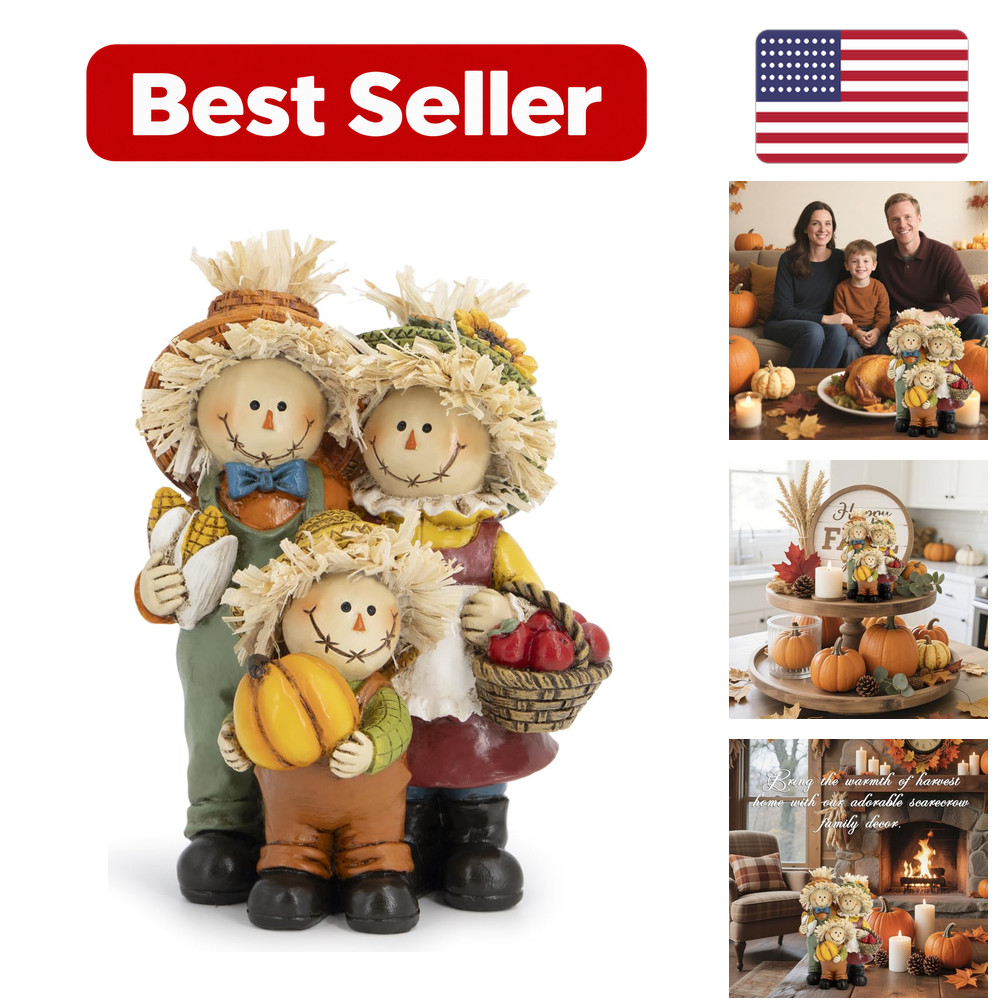 Collectible Figurine Scarecrow Family Figurines Resin Autumn Harvest Decor