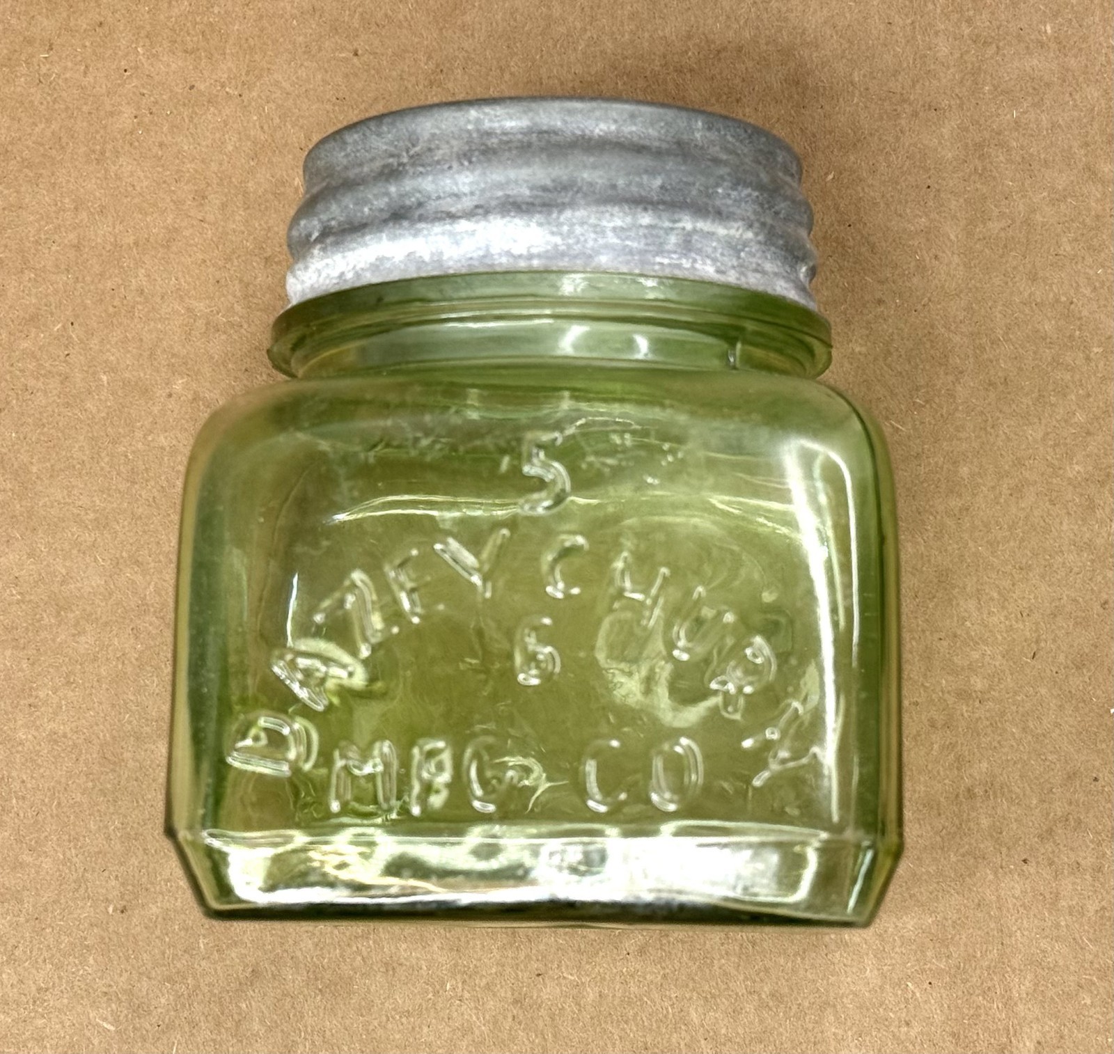 Antique Dazey Churn No. 5 Green Glass Jar Replacement 1922 St. Louis Rare USA