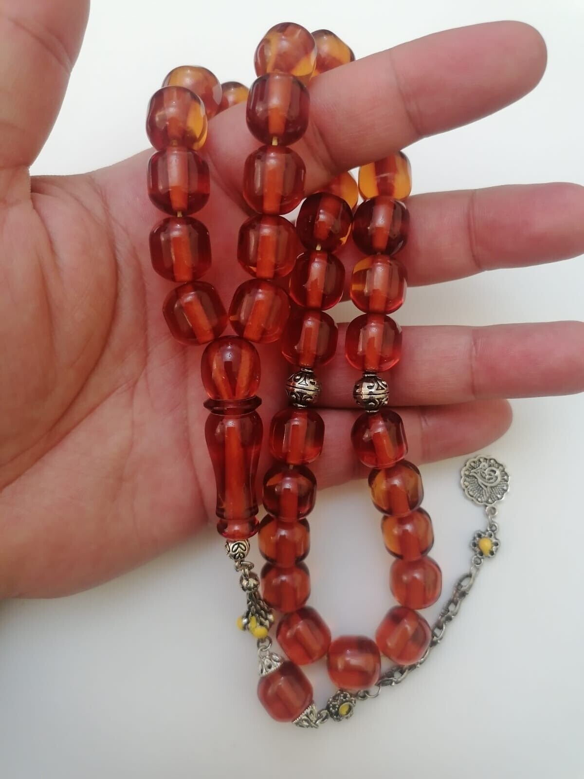 Natural Faturan Cherry Amber Bakelite Islamic Prayer Beads Tesbih Misbah Rosary