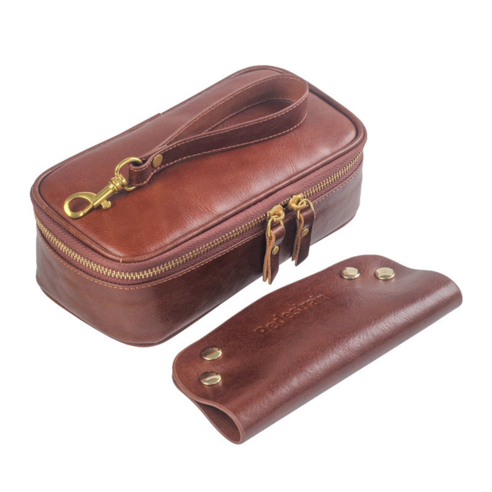 Leather Tobacco Pipe Bag Pipe Storage Case Holder Travel Pouch 3 Pipe Slots