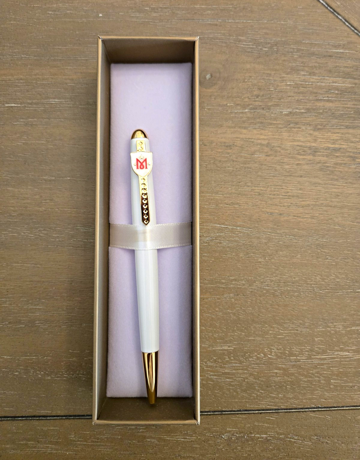 Montecristo Metal Ballpoint Pen White w/ Gold Trim, Black Ink, in Box