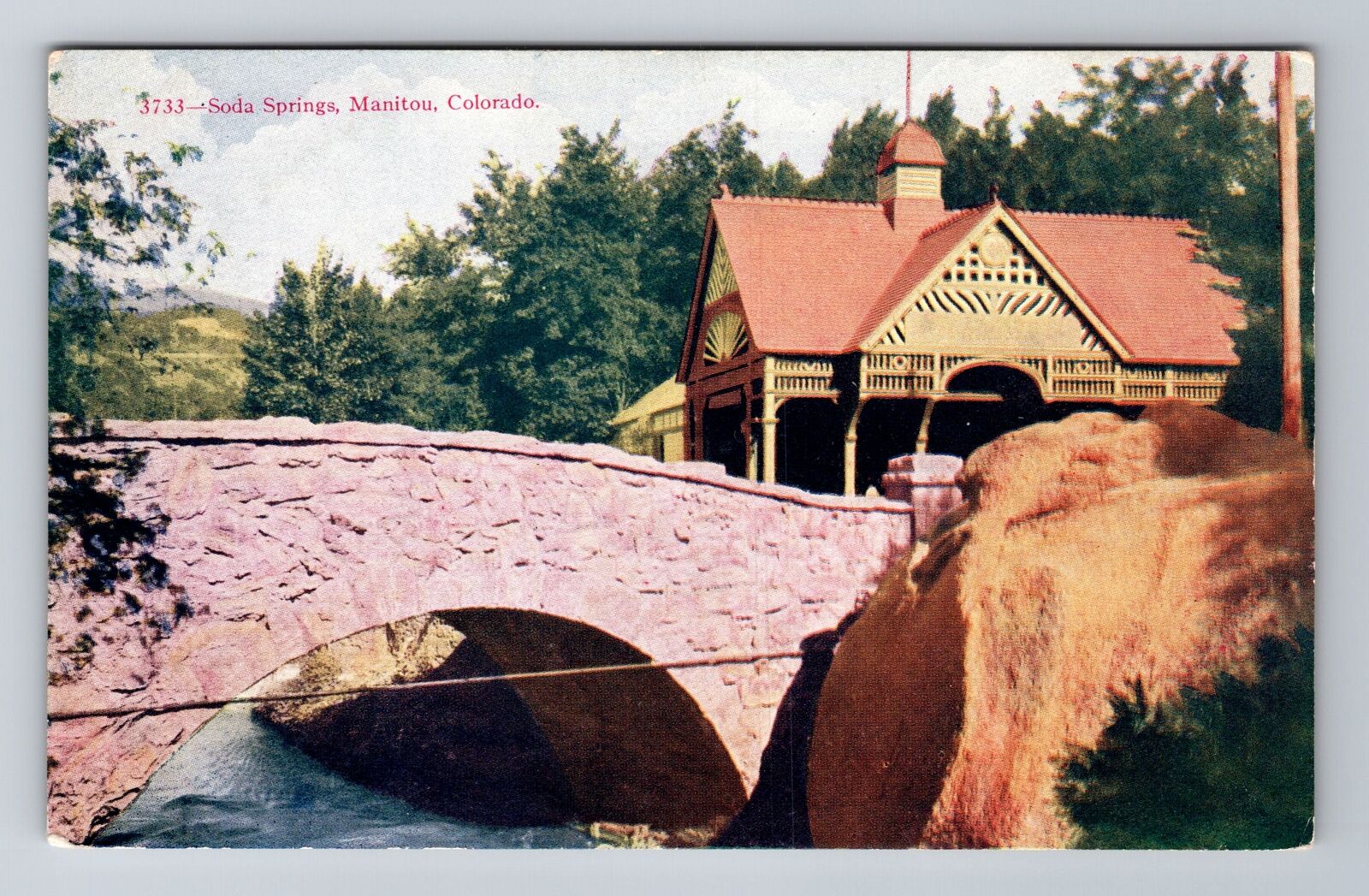Manitou CO-Colorado, Soda Springs, Antique Vintage Souvenir Postcard