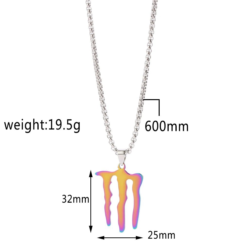 Monster Energy Claw Pendant Necklace Stainless Steel Hip Hop Streetwear Jewelry