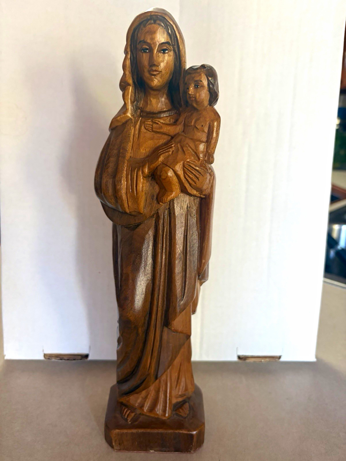 Vintage Wood Virgin Mary & Child Jesus Statue Figurine, Christianity 12.5” Vintage Wood Virgin Mary & Child Jesus Statue Figurine, Christianity 12.5”