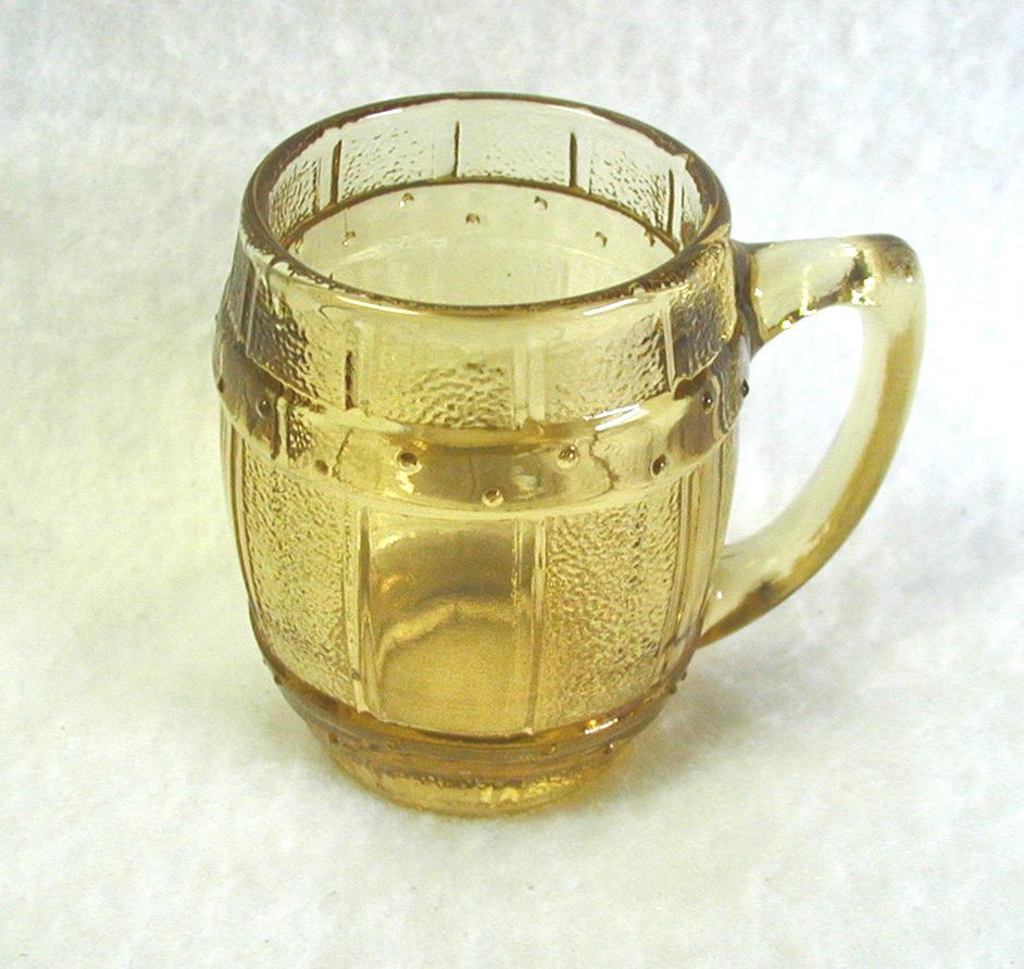 Vin Barrel Shot Glass Stein Textured Amber Glass Shooter 2-3/8\