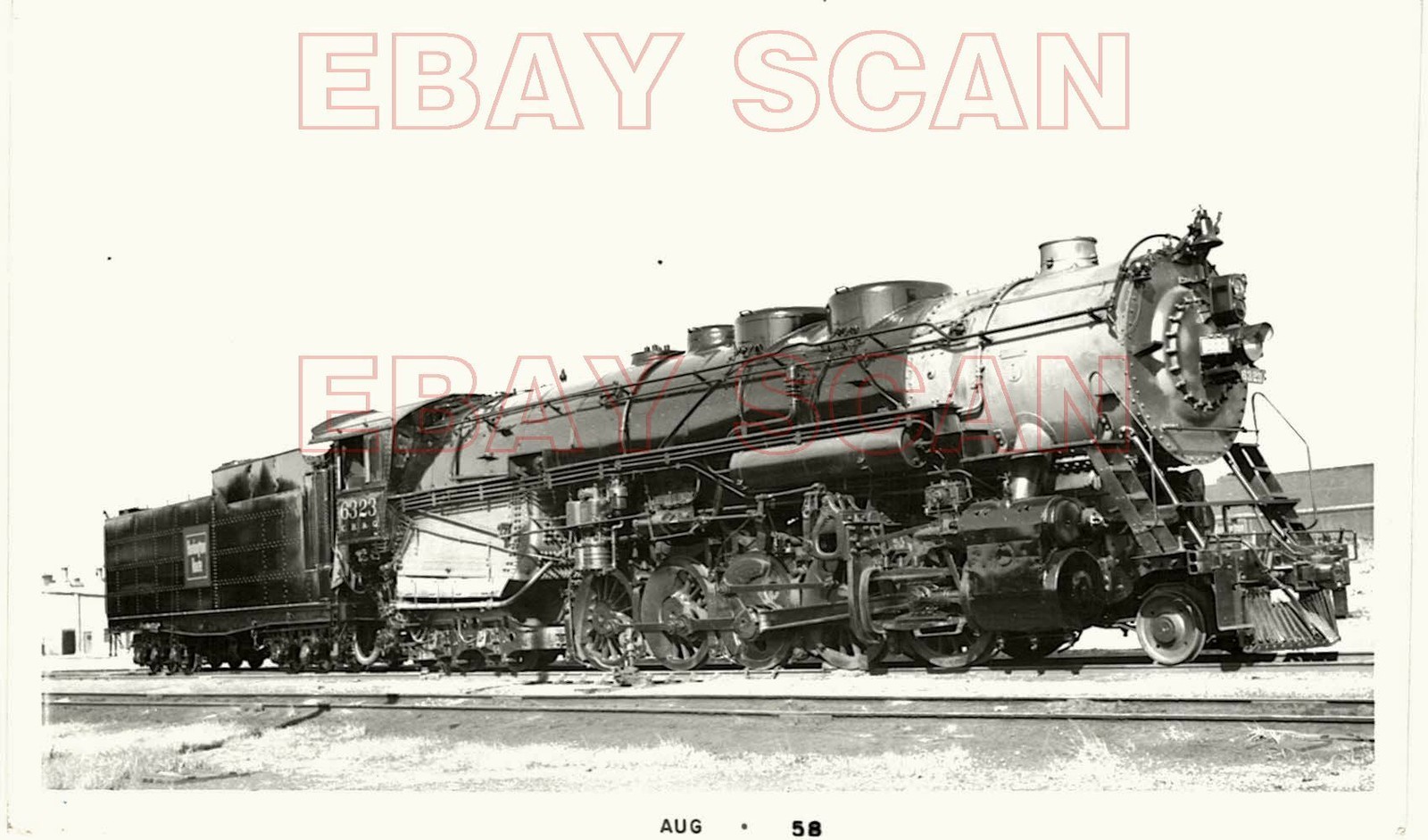 8H498 RP 1956/58 CB&Q BURLINGTON RAILROAD 2-10-4 LOCO #6323 GALESBURG IL