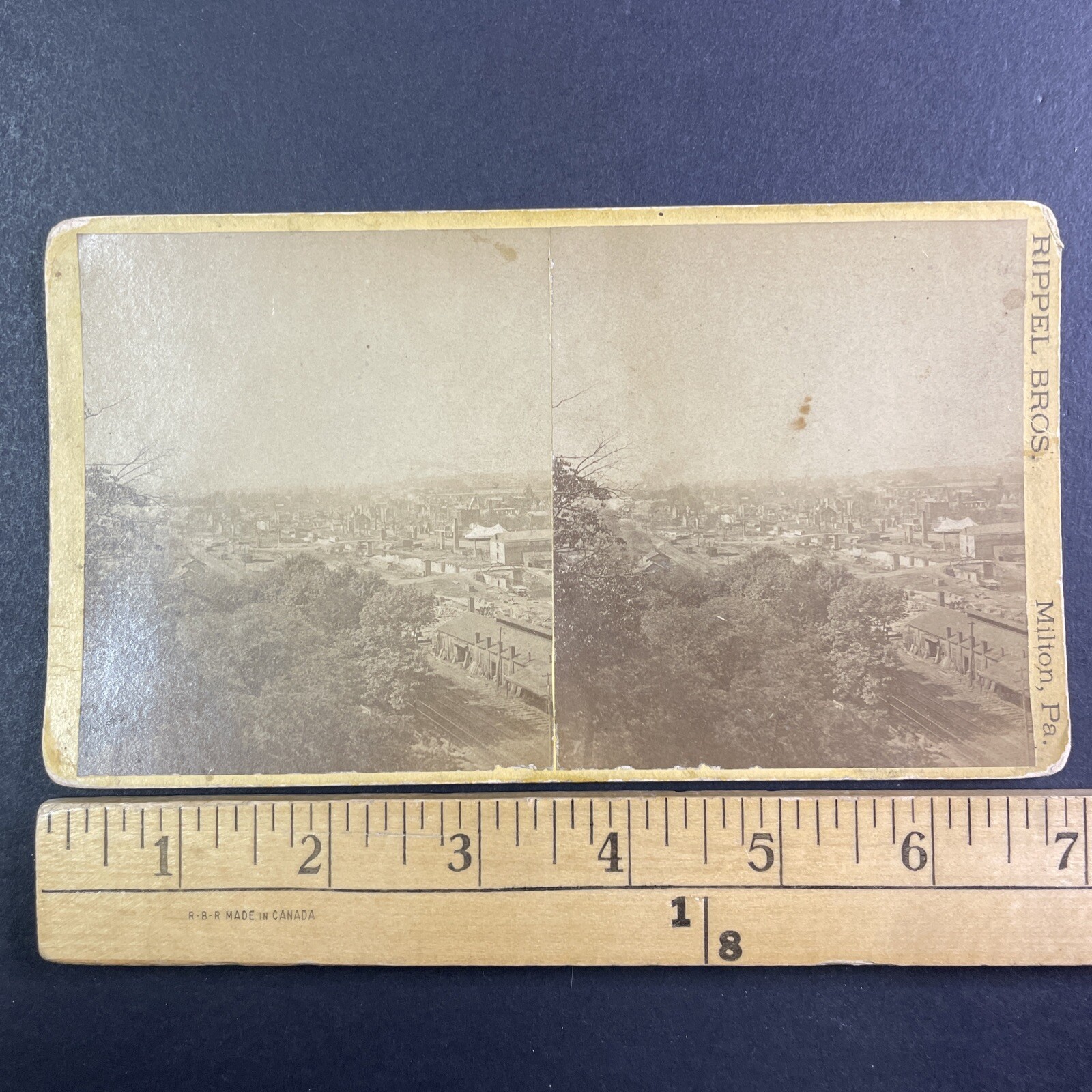 Milton PA Great Fire Disaster Stereoview Rippel Bros. 1880 Historic Scene