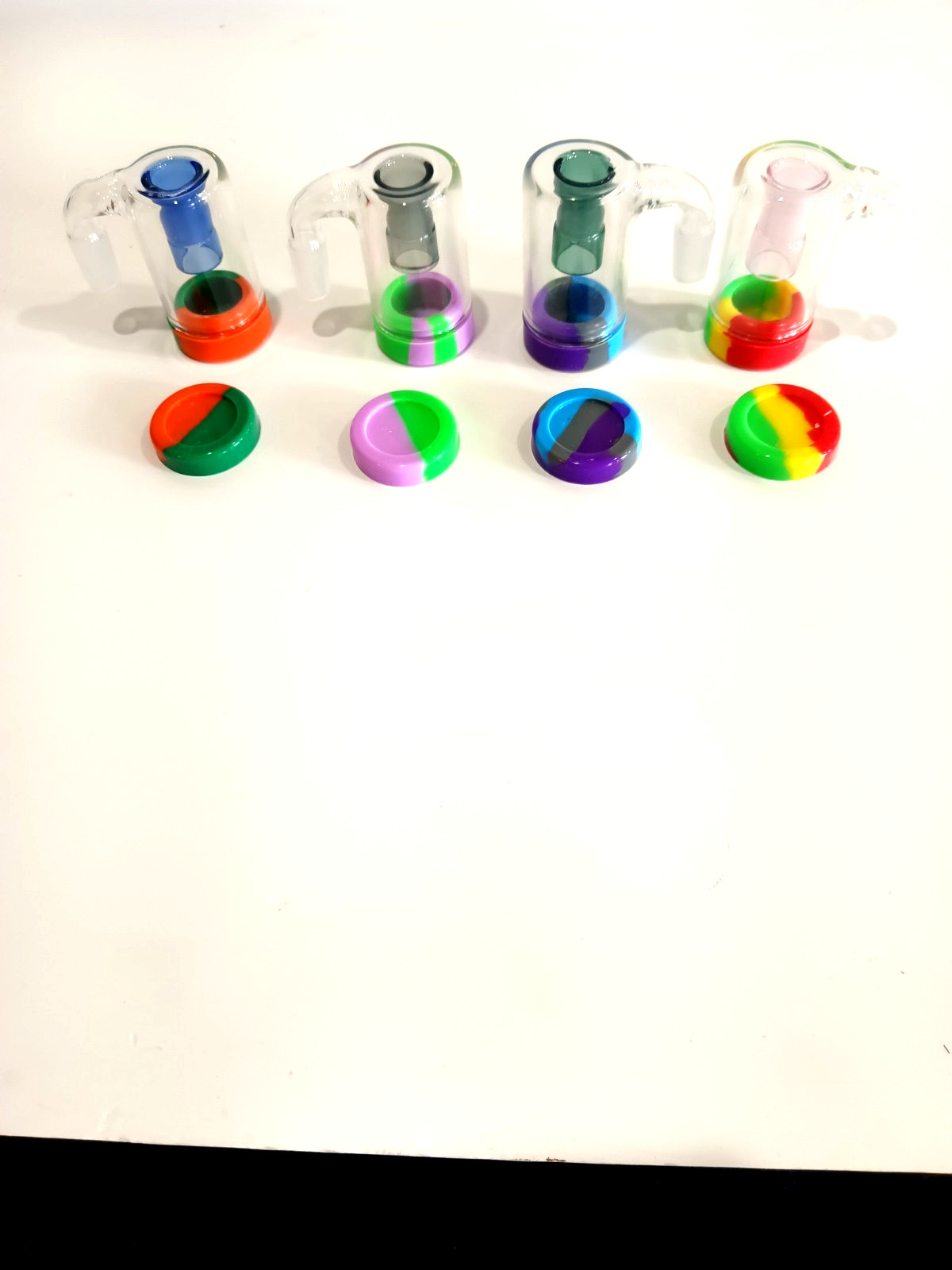 EXTRA LARGE 14mm 90° Glass Ash Catcher Reclaimer with Silicone Container