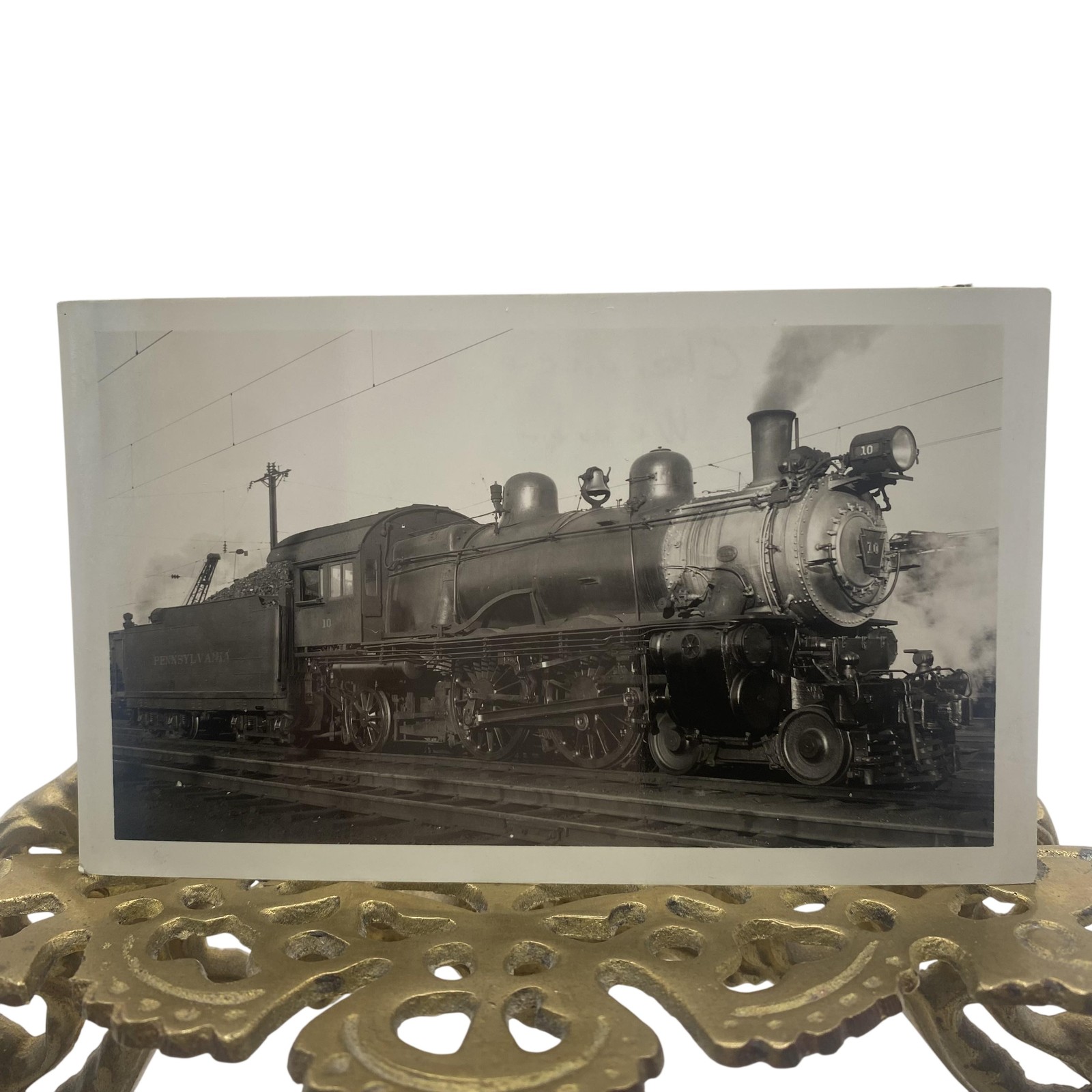 Vintage Pennsylvania 10 Steam Locomotive Train Photo 2.75x4.5 B&W Orig