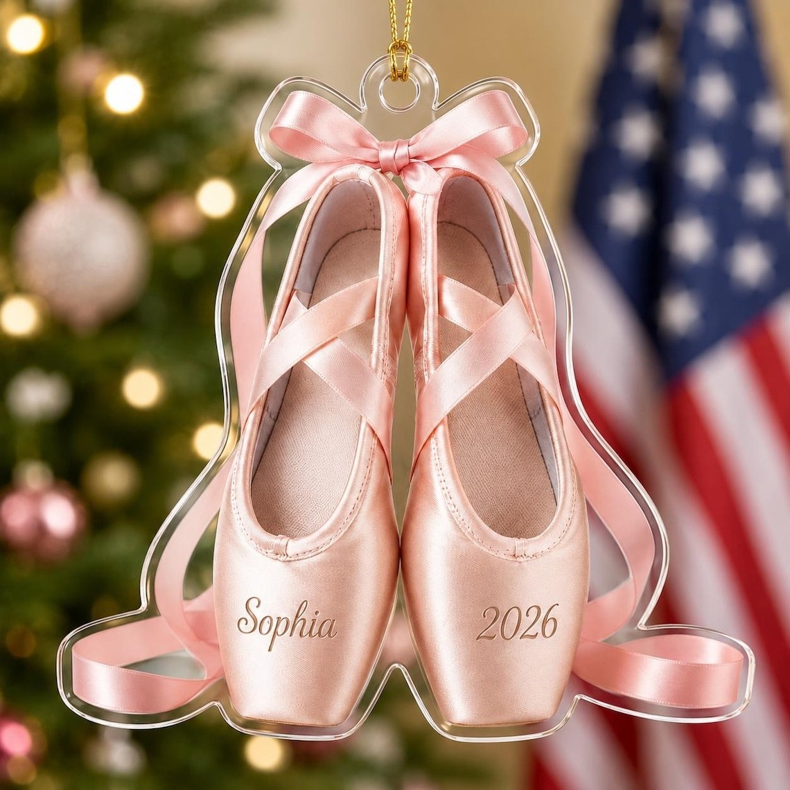 Personalized Ballet Slippers Christmas Ornament 2D Flat Acrylic Gift Decor
