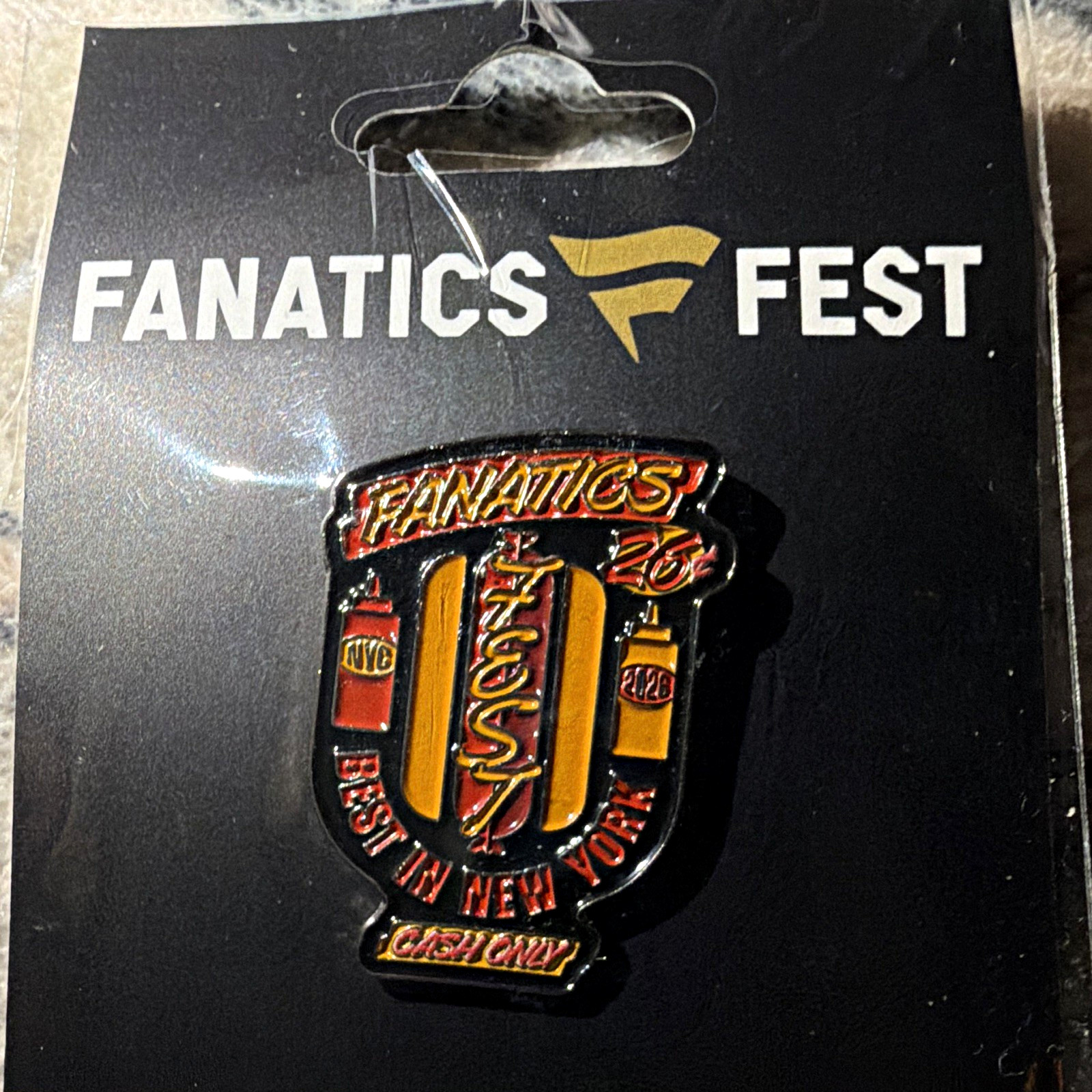 Fanatics Fest New York City Sport Pinback Button Collector Pin on Card