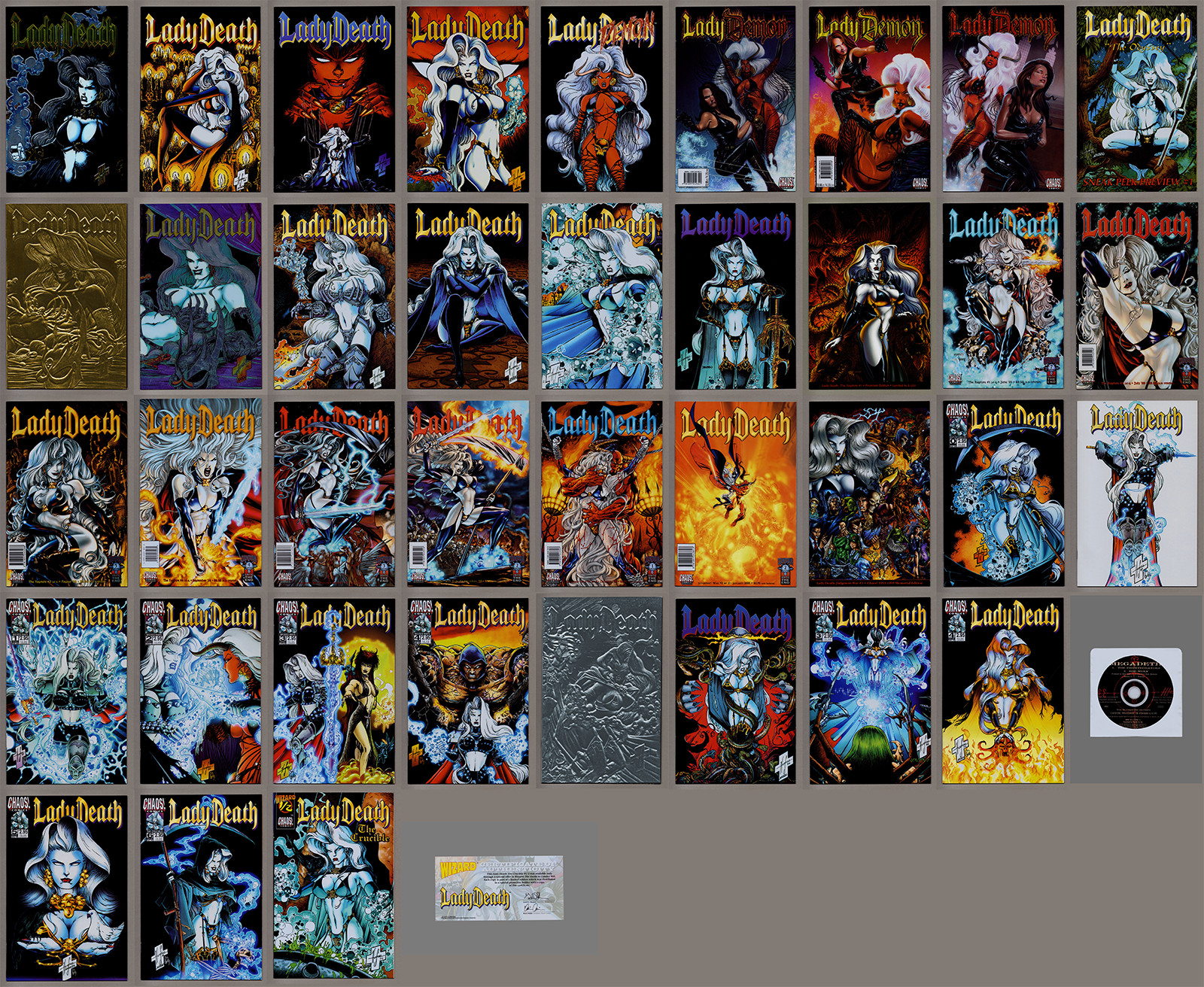 LADY DEATH LOT 38 COMICS SEVEN COMPLETE SETS