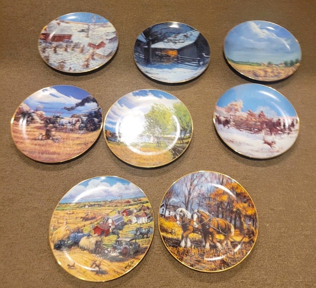 Vtg 1991 Danbury Mint Collectors Plates Lowell Davis Painting Farm Theme Qty 8