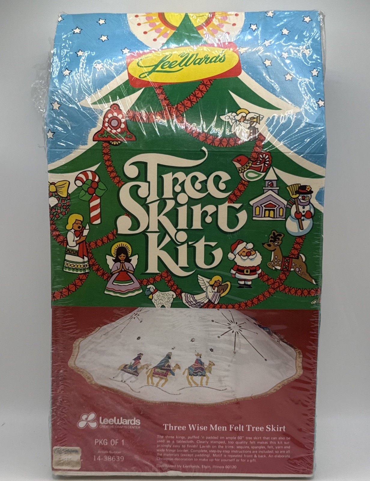 Vintage LeeWards Three Wise Men Felt Christmas Tree Skirt Kit 60” 14-38639