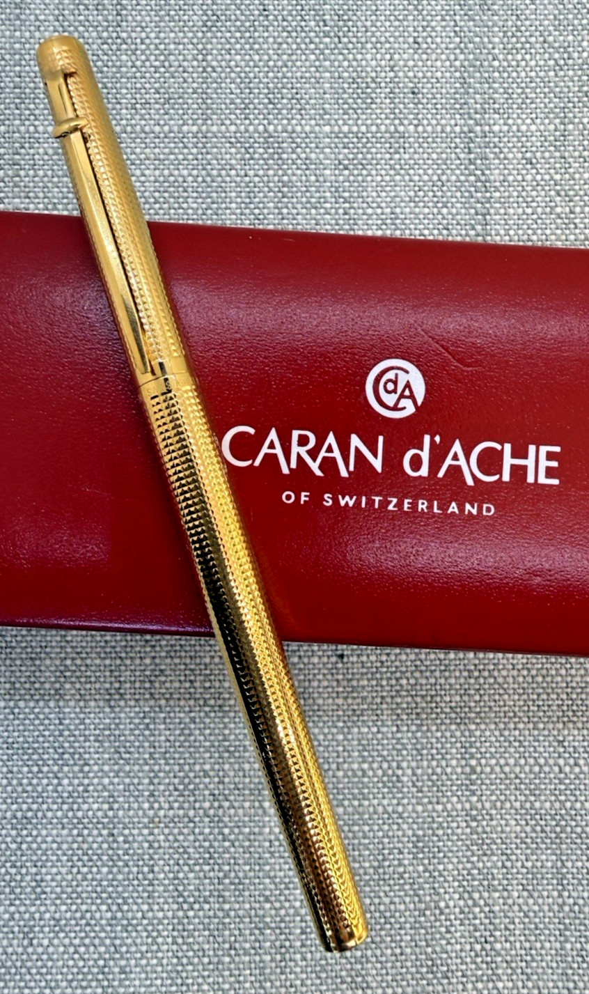 CARAN d\'ACHE Madison Cisele 23 K GP BRASS M 14K nib Fountain Pen Swiss Boxed