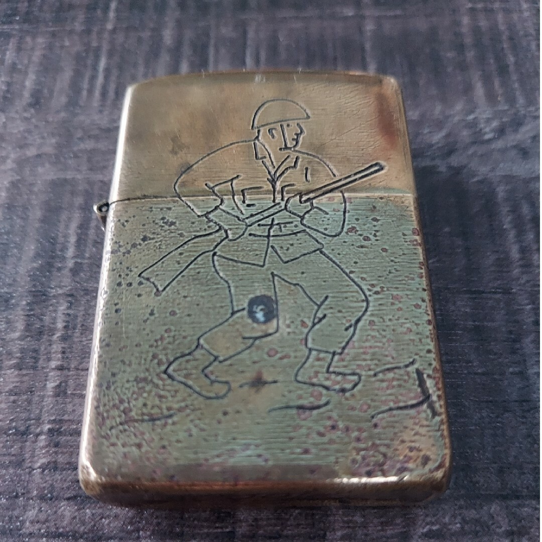Vintage 1964-1965 ZIPPO Vietnam War Oil Lighter - Soldier Bonsong Engraved Brass