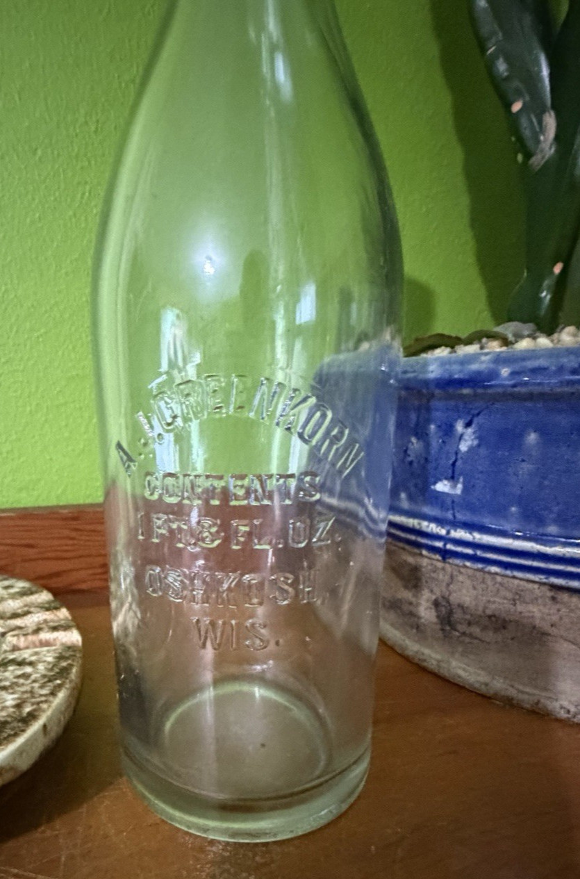 RARE Oshkosh Brewing Co Antique Hutchinson Soda Bottle OshKosh Wi
