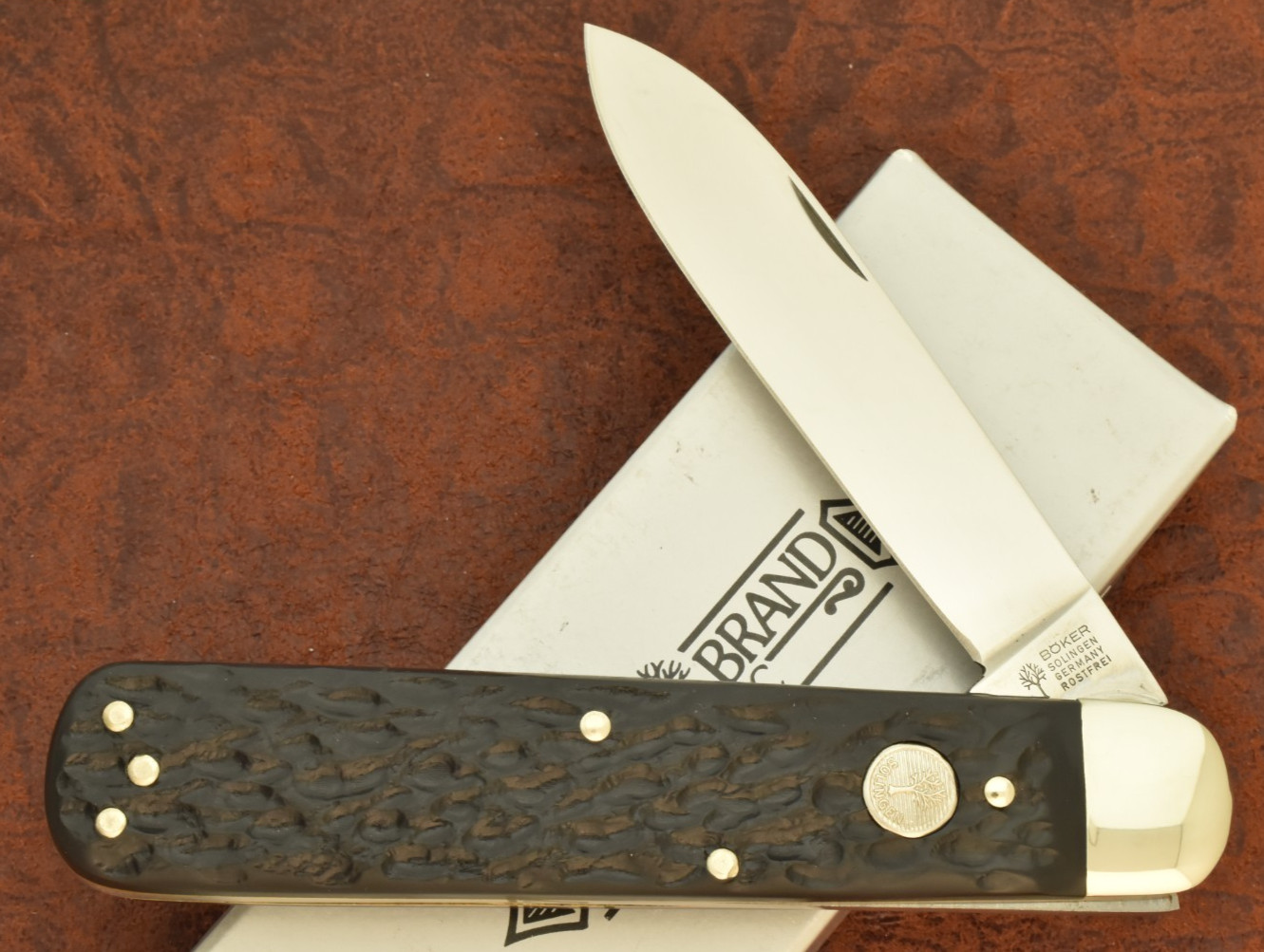 BOKER TREE BRAND SOLINGEN GERMANY ROUGH BLACK JUMBO CIGAR JACK KNIFE NICE (36403