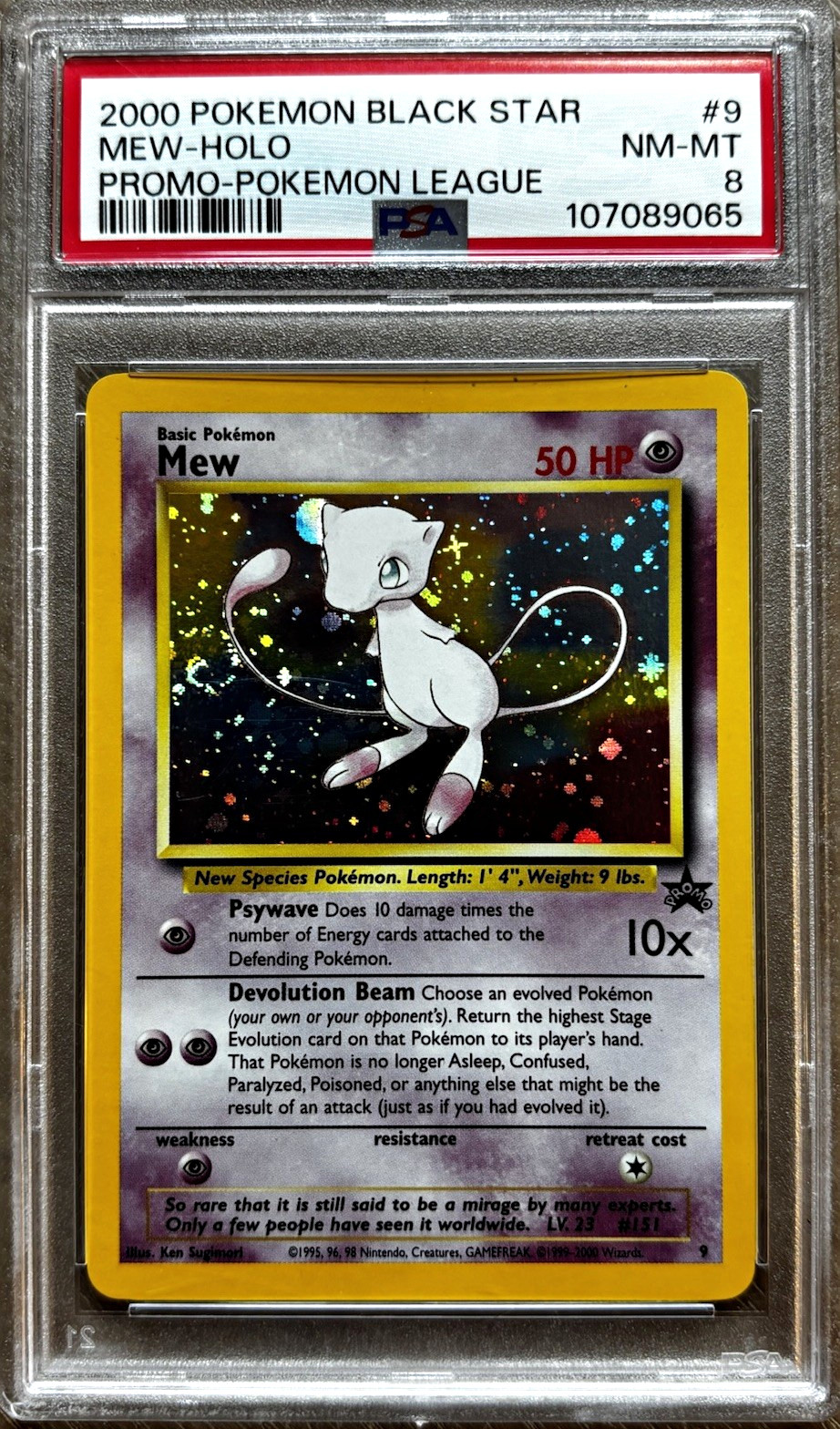 Pokémon Mew #9 2000 Black Star Promo Holo PSA 8 Pokémon League SWIRL Pokémon Mew #9 2000 Black Star Promo Holo PSA 8 Pokémon League SWIRL