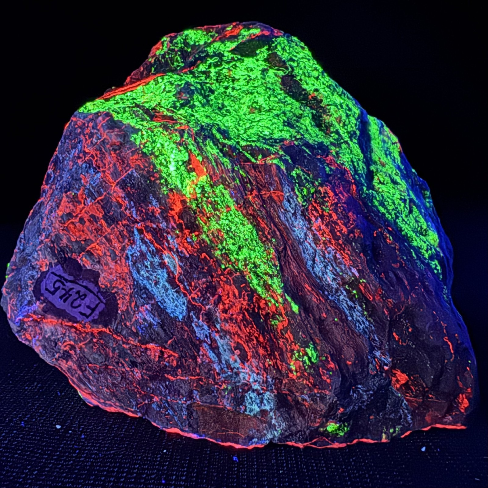 Rich Fluorescent Willemite, Calcite, Aragonite: Superior, Pinal Co., Arizona