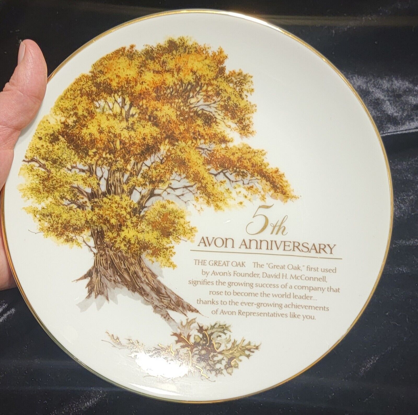 Vintage 1989 Avon 5th Anniversary Porcelain Plate 22k Gold Trim Made in Japan