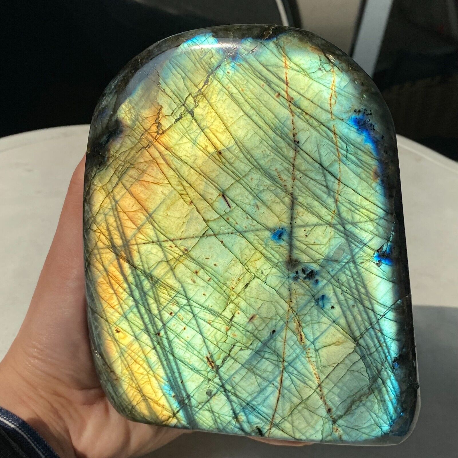4.96LB Natural Large Labradorite Quartz Crystal Mineral Spectrolite Healing X63