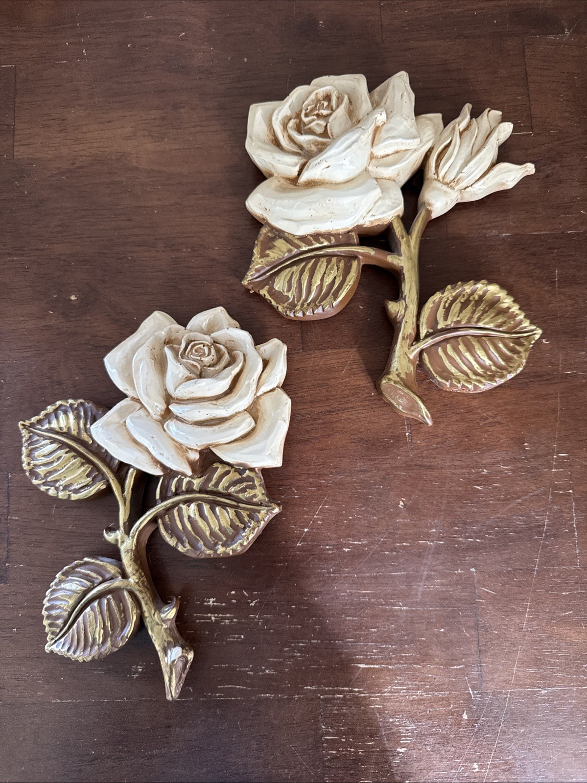 Rare Vtg 1974 Miller Studio Inc White Roses Chalkware Read Description