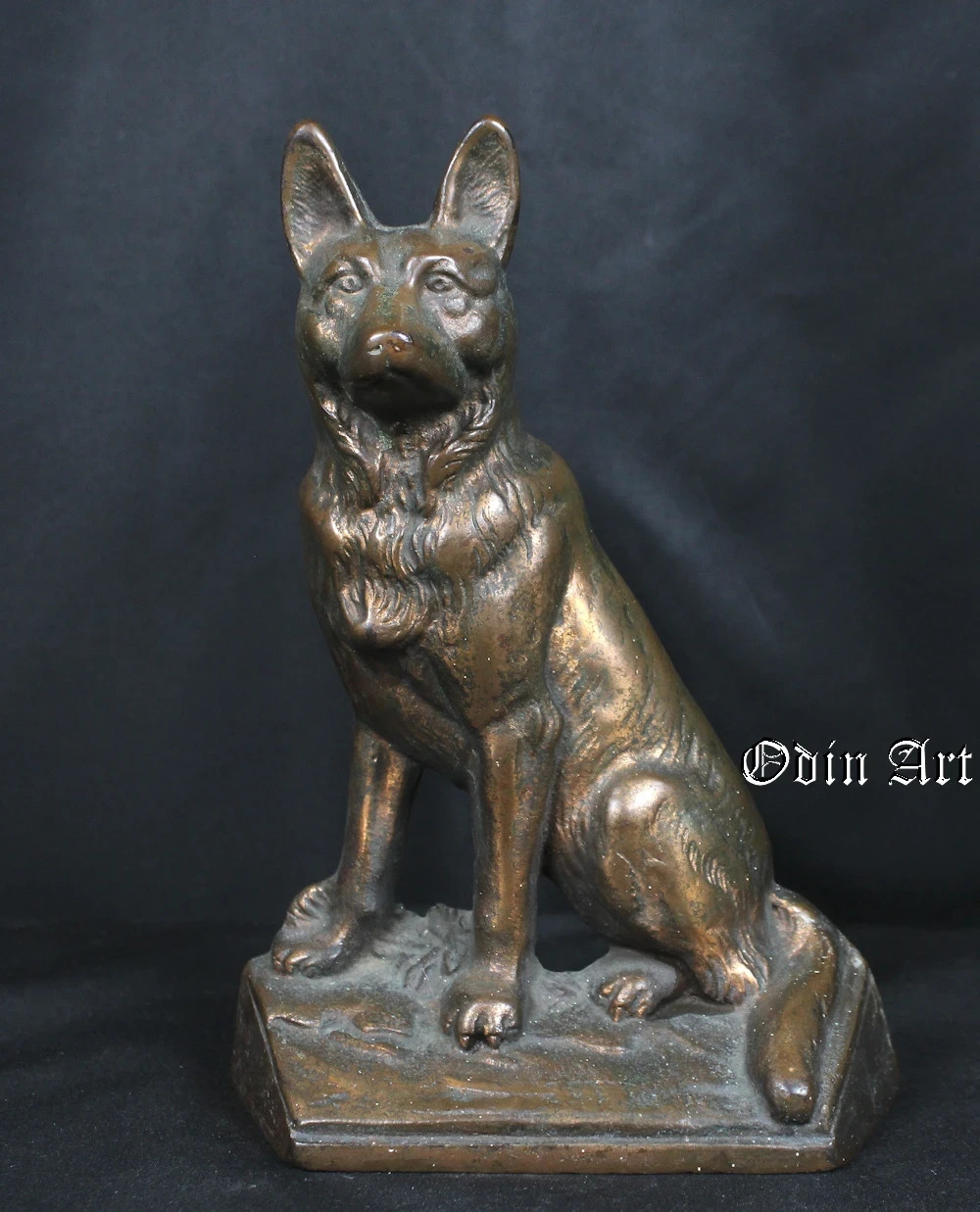 Antique 1920s Hubley #275 German Shepherd Cast Iron Doorstop Bronze Finish