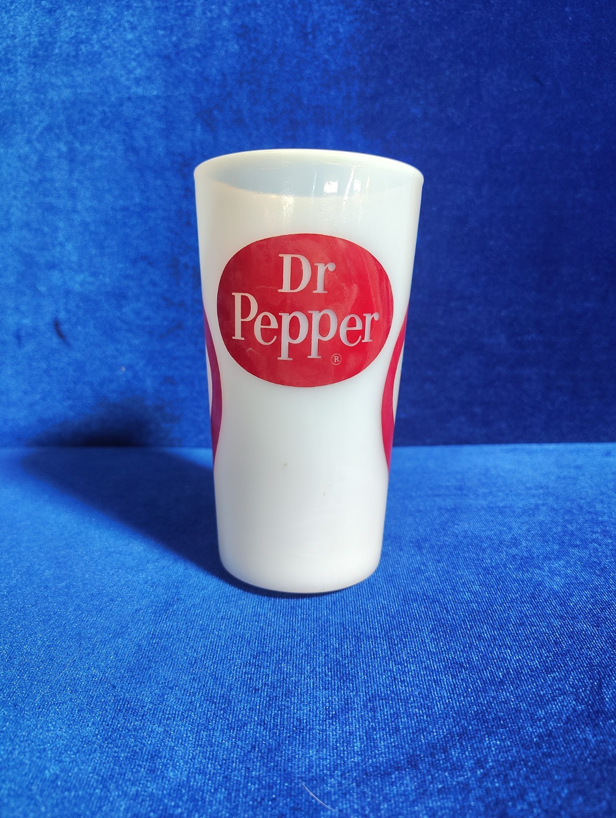 Vintage 1960\'s Dr Pepper Soda Opalescent Milk Glass Tumbler Advertising 5\