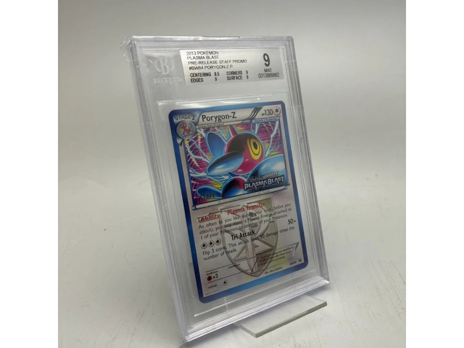 2013 Pokemon Plasma Blast Pre-Release Staff Promo Porygon-Z Beckett Grade 9 Mint