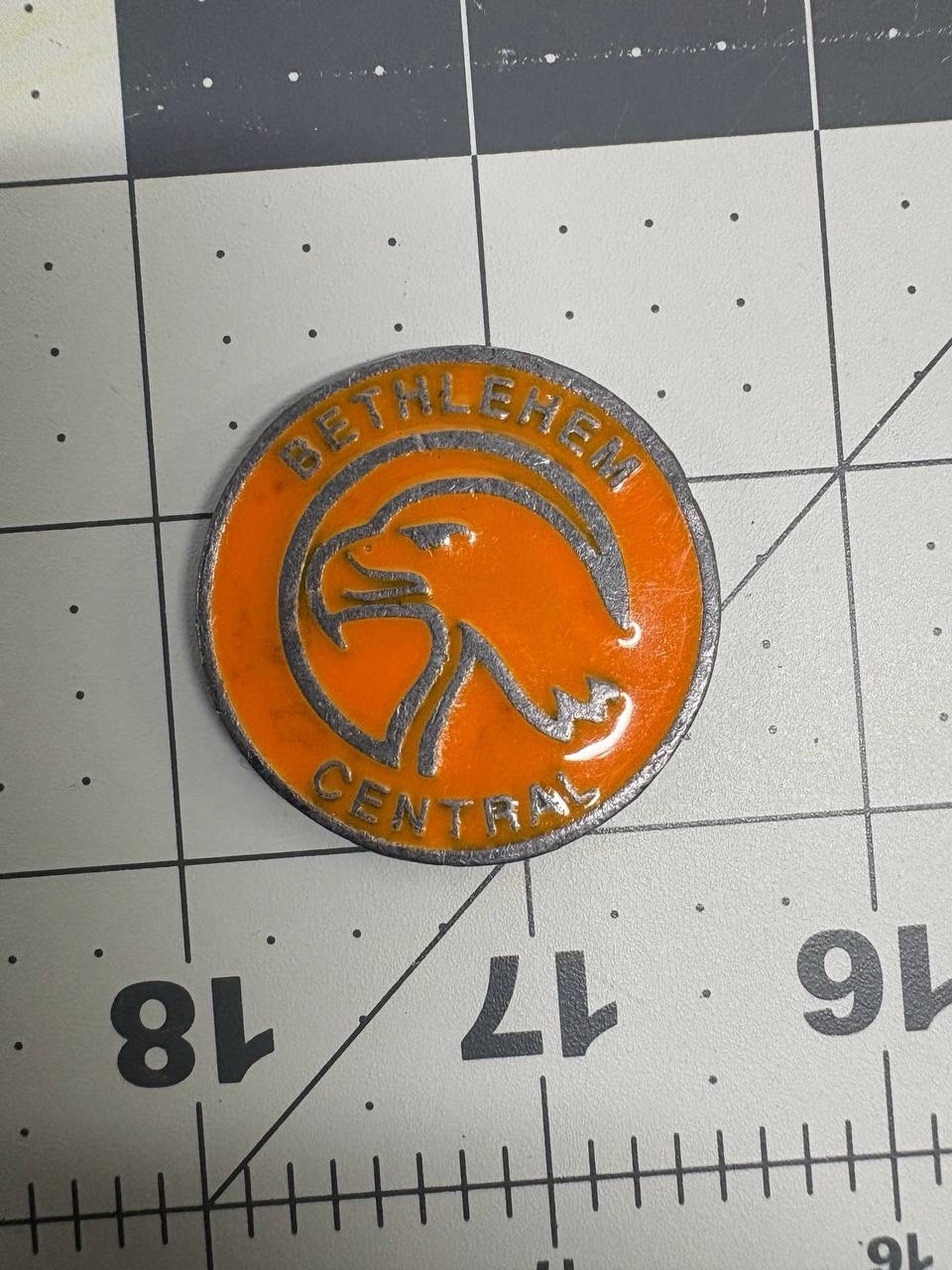 Vintage Bethlehem Central High School Eagles Orange Enamel Lapel Pin Mascot NY Vintage Bethlehem Central High School Eagles Orange Enamel Lapel Pin Mascot NY
