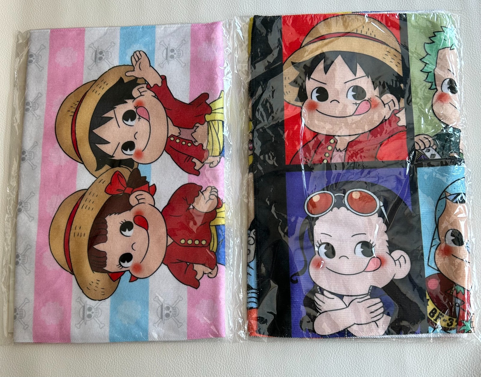 One Piese Fujiya Peko chan Face Towel 2pc Complete Set Limited Anime Japan Luffy