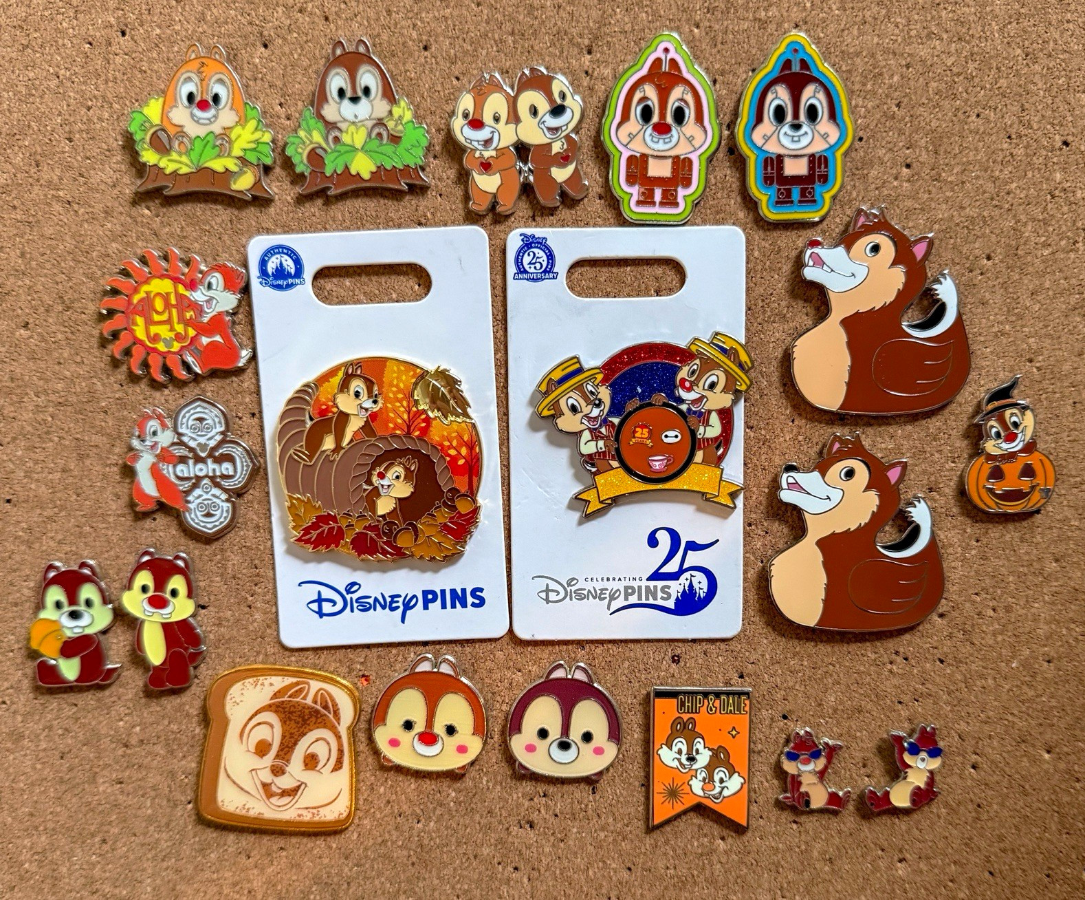 Disney Chip & Dale Pin Lot 20 Pins | 5 Authentic 2 Carded + 15 Traders