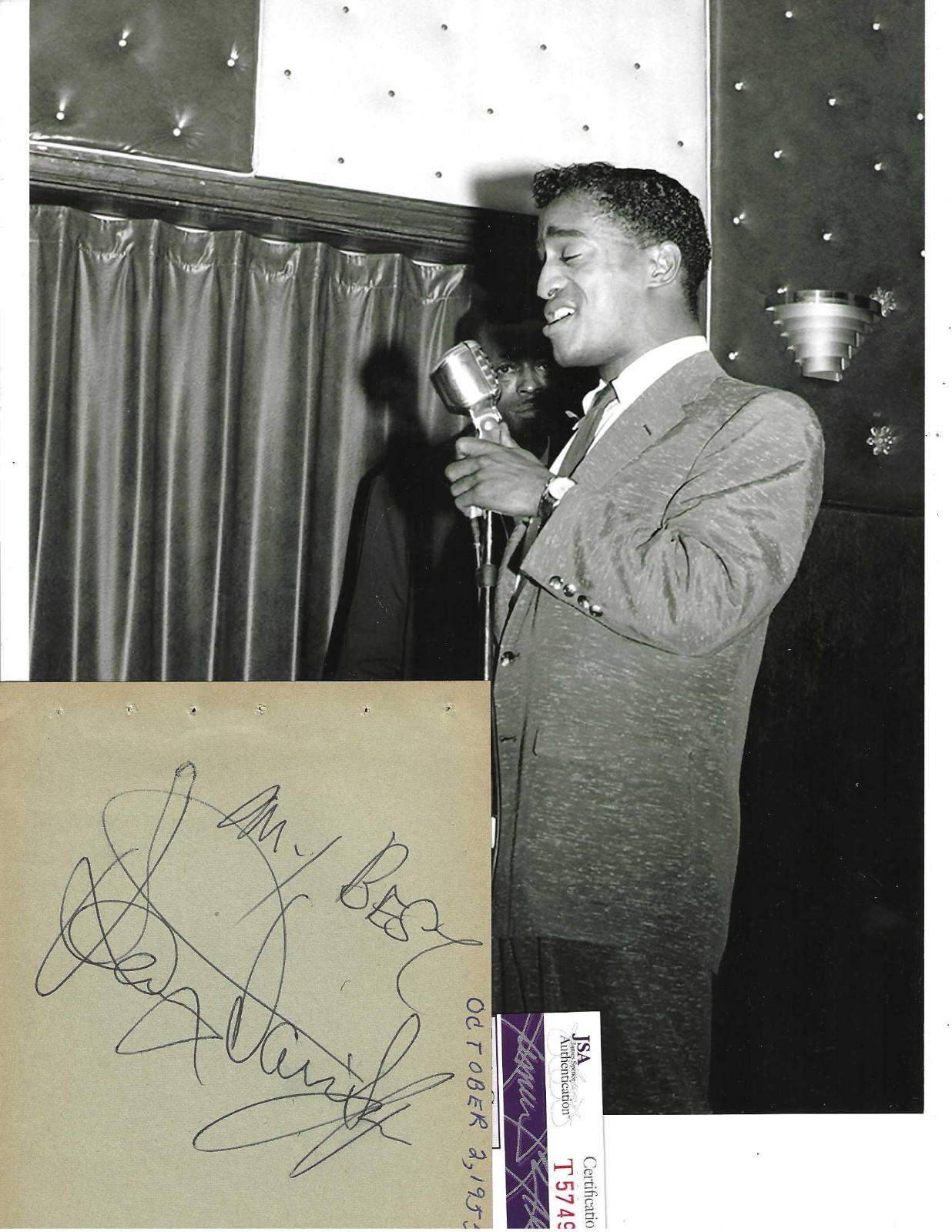 Sammy Davis Jr Autographed Album Page JSA Singer Hollywood Actor Dancer Comic